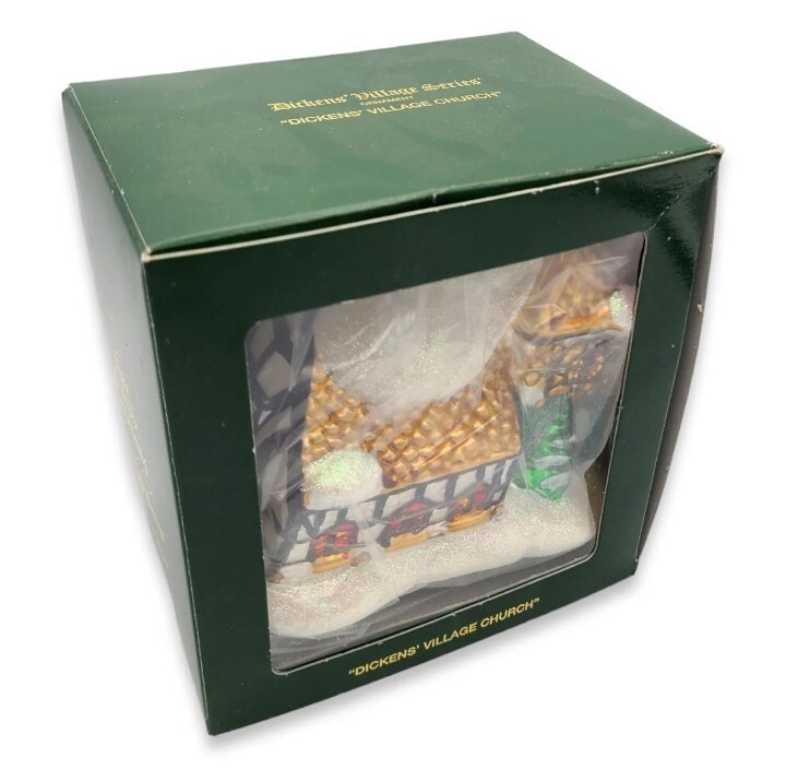 NEW Dept 56 Dickens Village Church Mercury Blown Glass Ornament Christmas in BOX