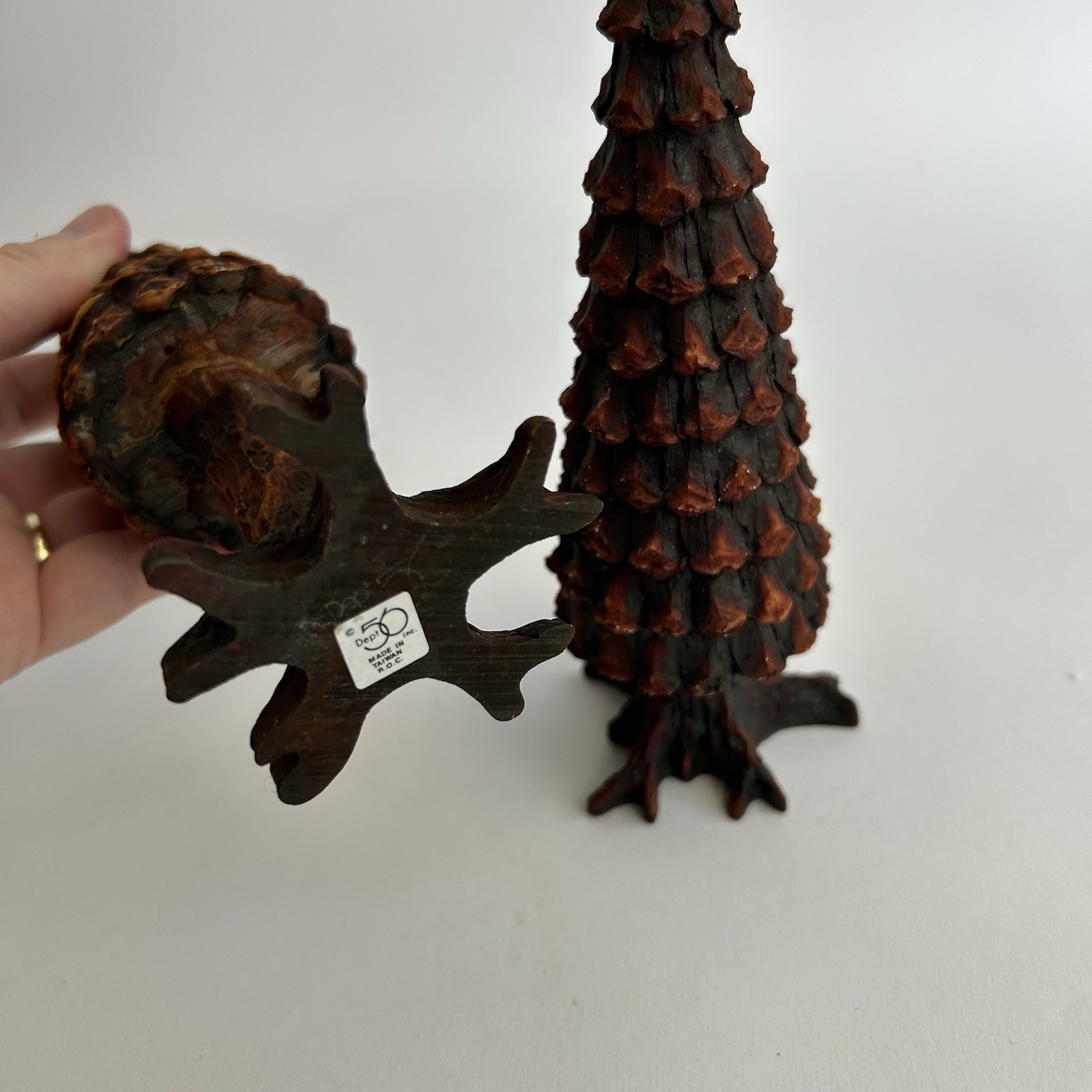 Dept 56 Village Pine Cone Trees NEW Set Of 2 Retired 1993 Brown #5221-3 VTG