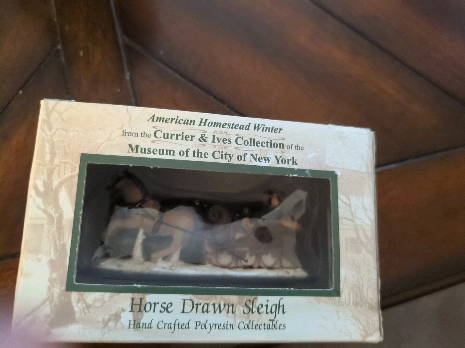 Currier & Ives “American Homestead Winter” Horse-Drawn Sleigh Polyresin Figurine