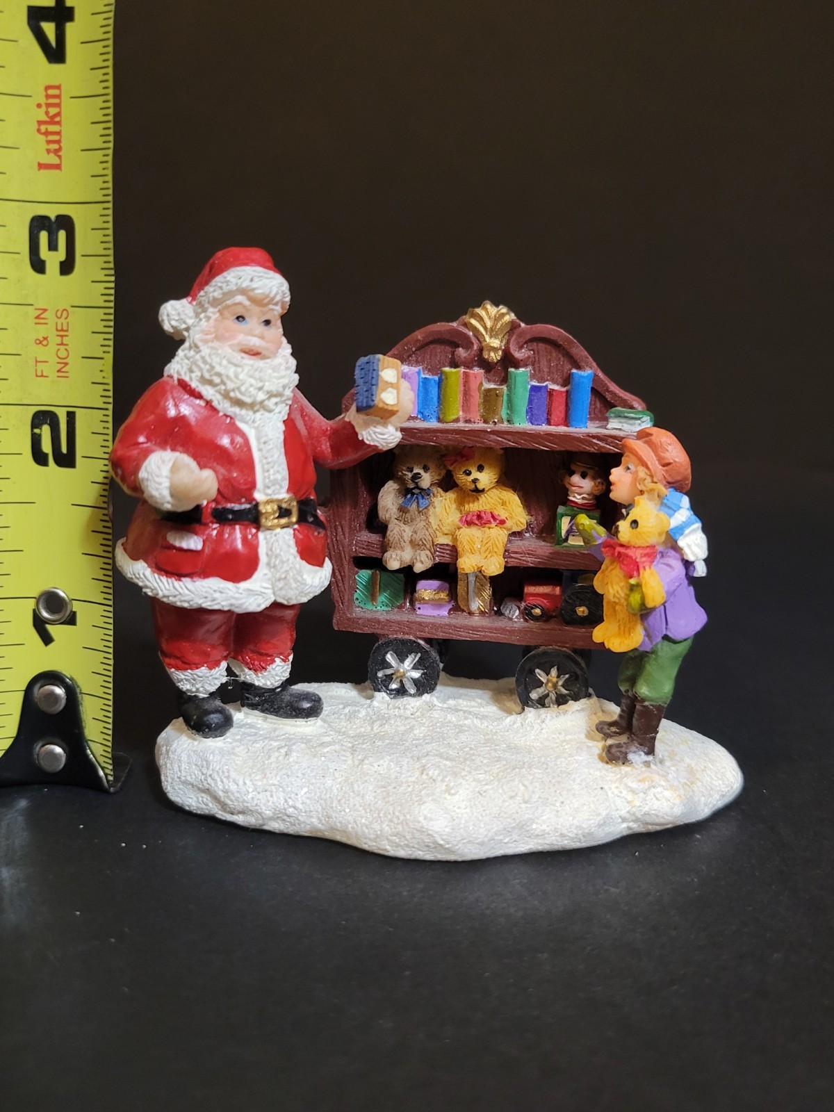 Holiday Time Santas Workbench Christmas Village Santa Claus Cart of Toys and Boy