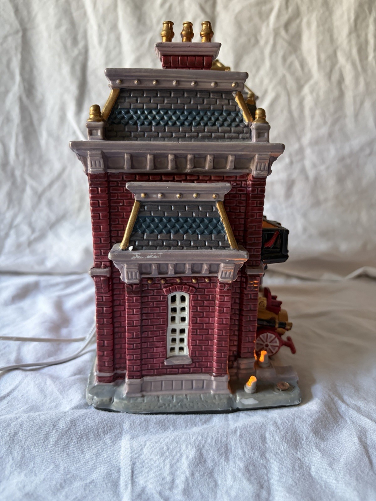 2005 Lemax Carole Towne Collection Fire House No 14 Original Box Works See Video