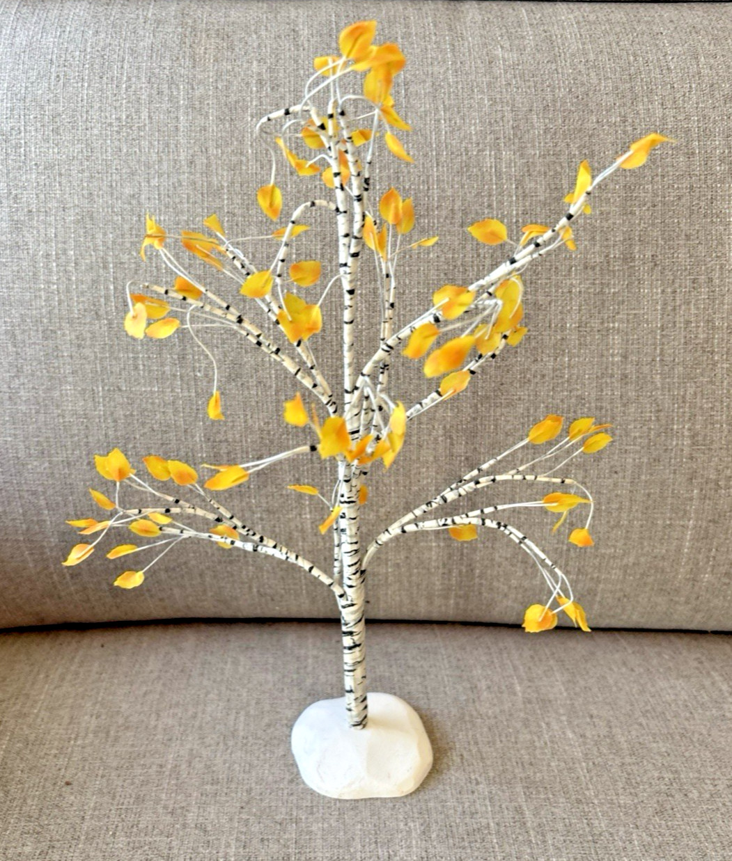 Village Dept. 56 Halloween or Christmas Tree – Autumn Birch Yellow Leaves 11″ T