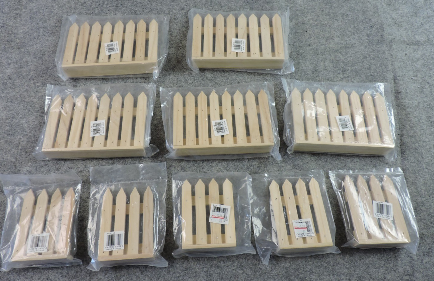 Lot of 10 Wooden Picket Fence Dollhouse Train etc. 4 1/2″ Tall Stands Alone NEW