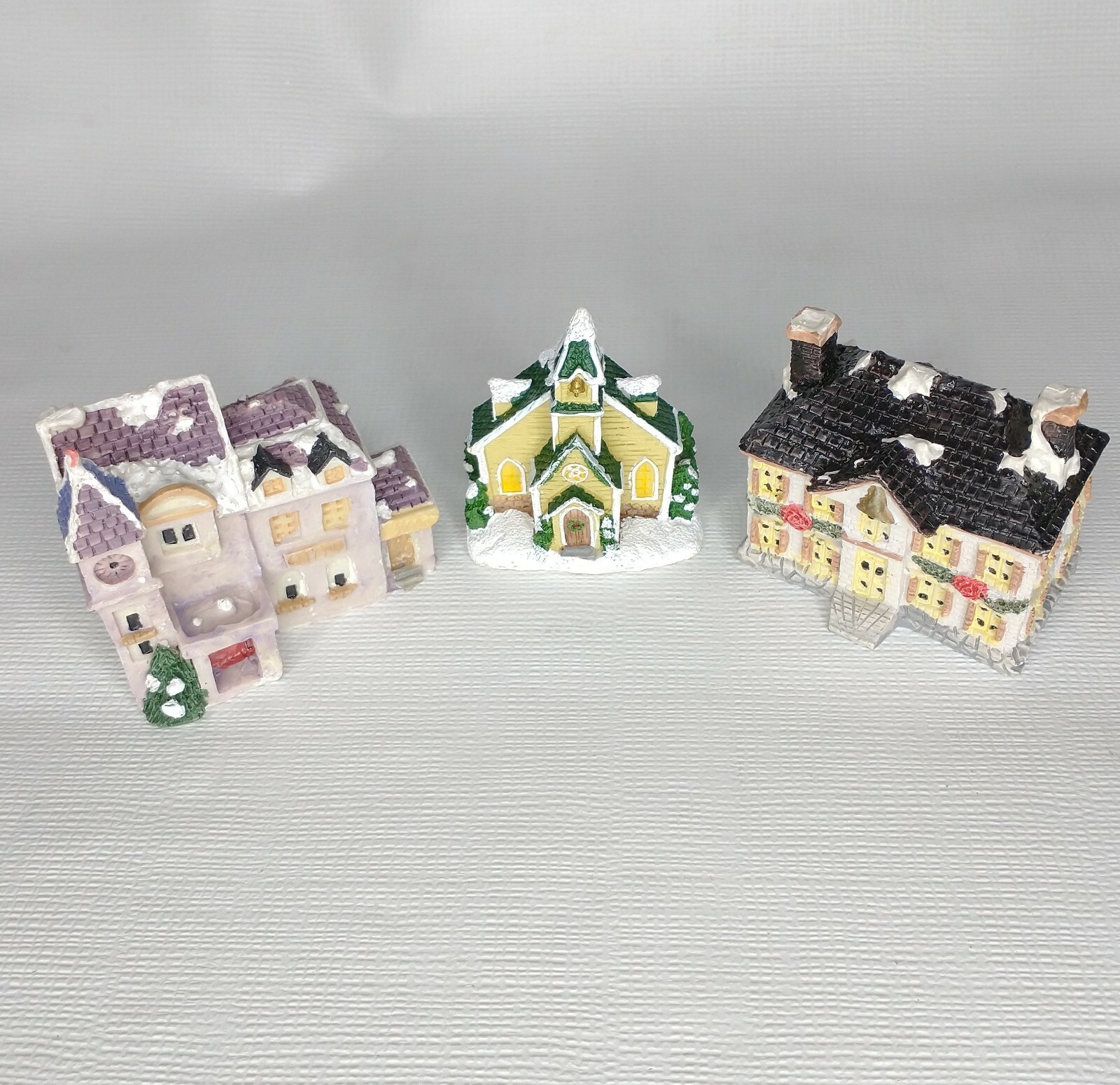 Resin Christmas Village Two Houses And Church Lot