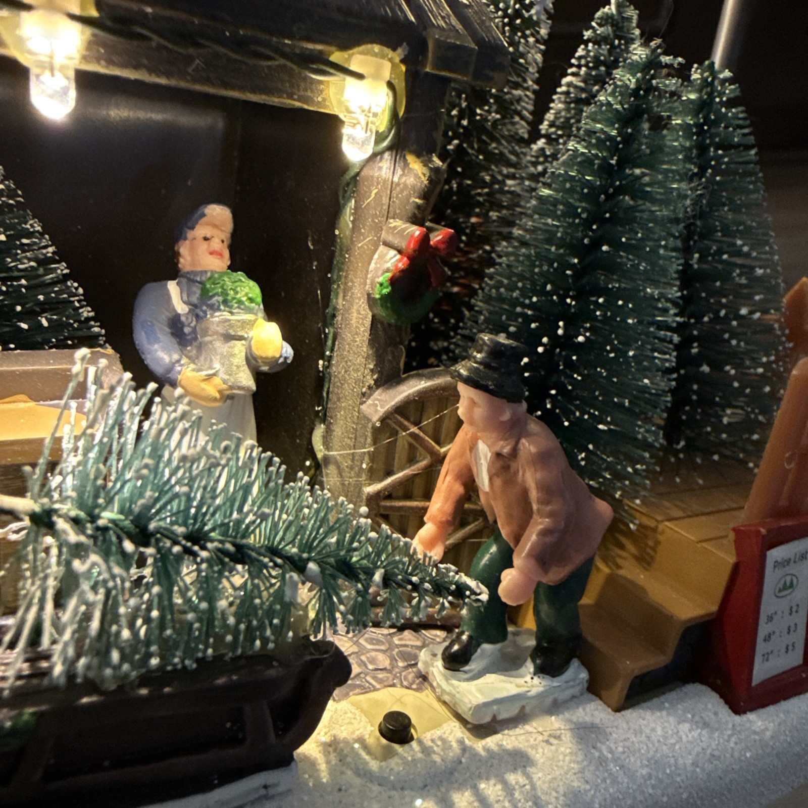 Christmas Village Tree Farm Shop 7” LED Lighted Battery Operated Table Top Decor