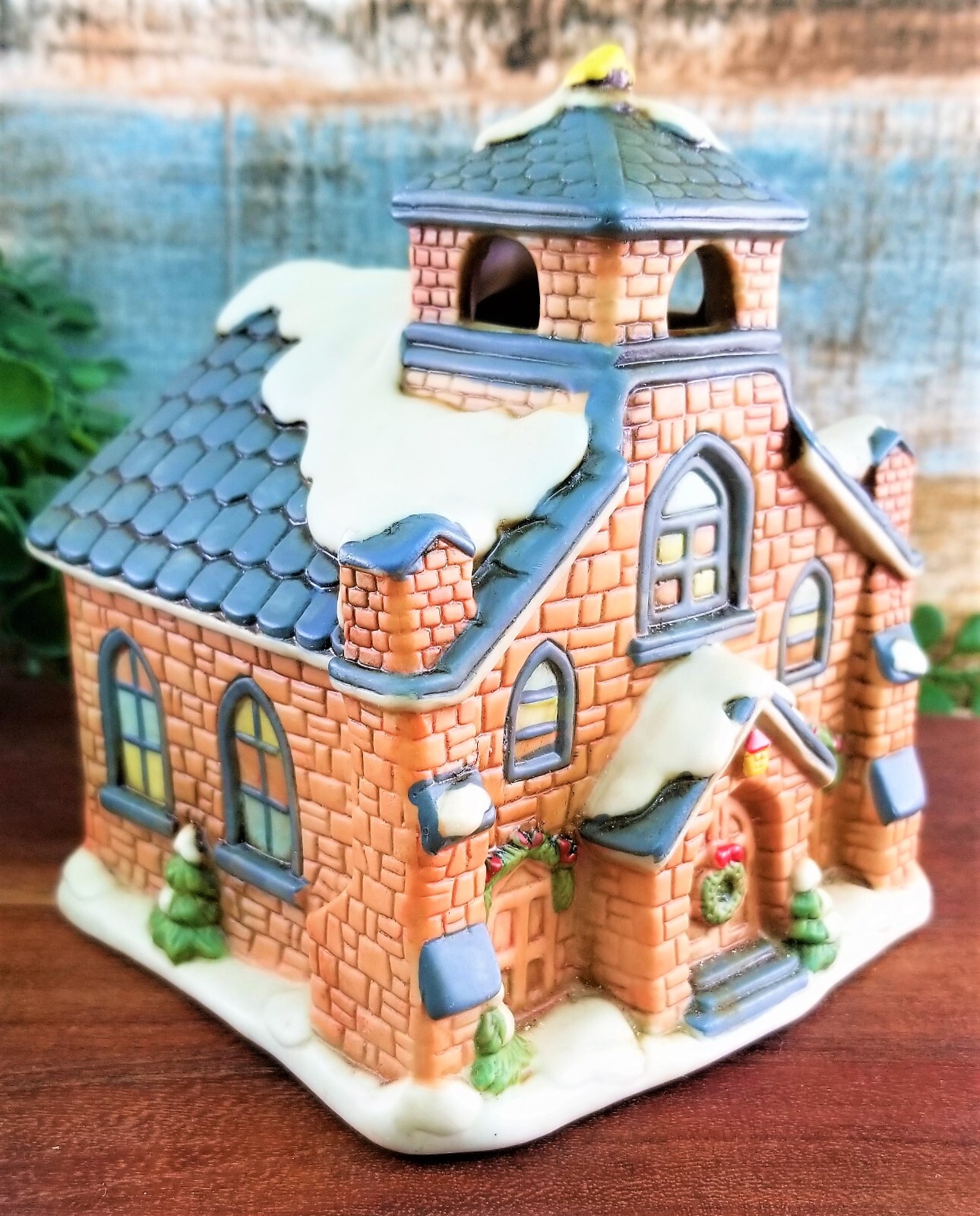 Lefton Colonial Christmas Village Church Wind Up Music Box Adeste Fideles 06354
