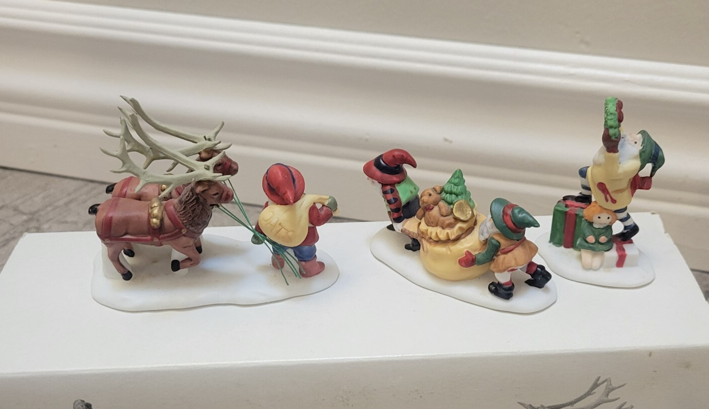 Lot Vintage Dept 56 Heritage Village Collection Toymaker Elves Toy Peddler