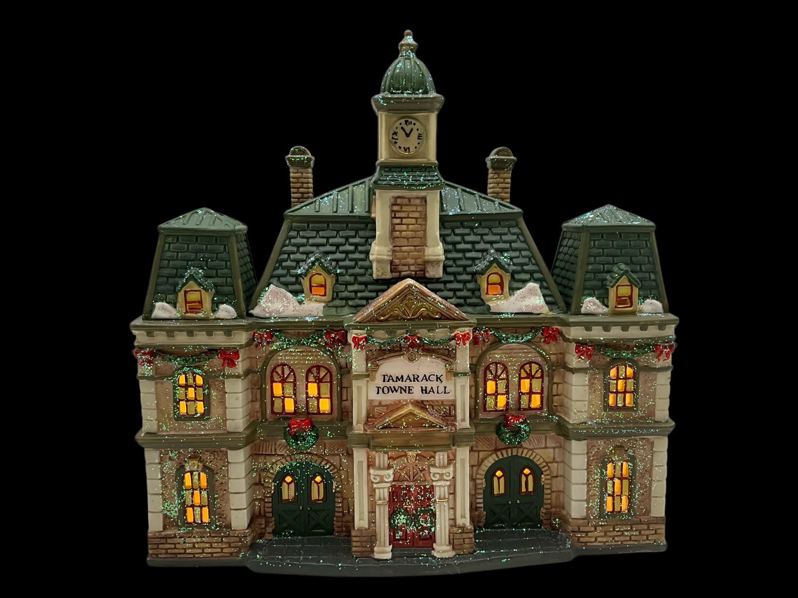 Santa’s Workbench Collection “Tamarack Towne Hall” Porcelain VTG Christmas House