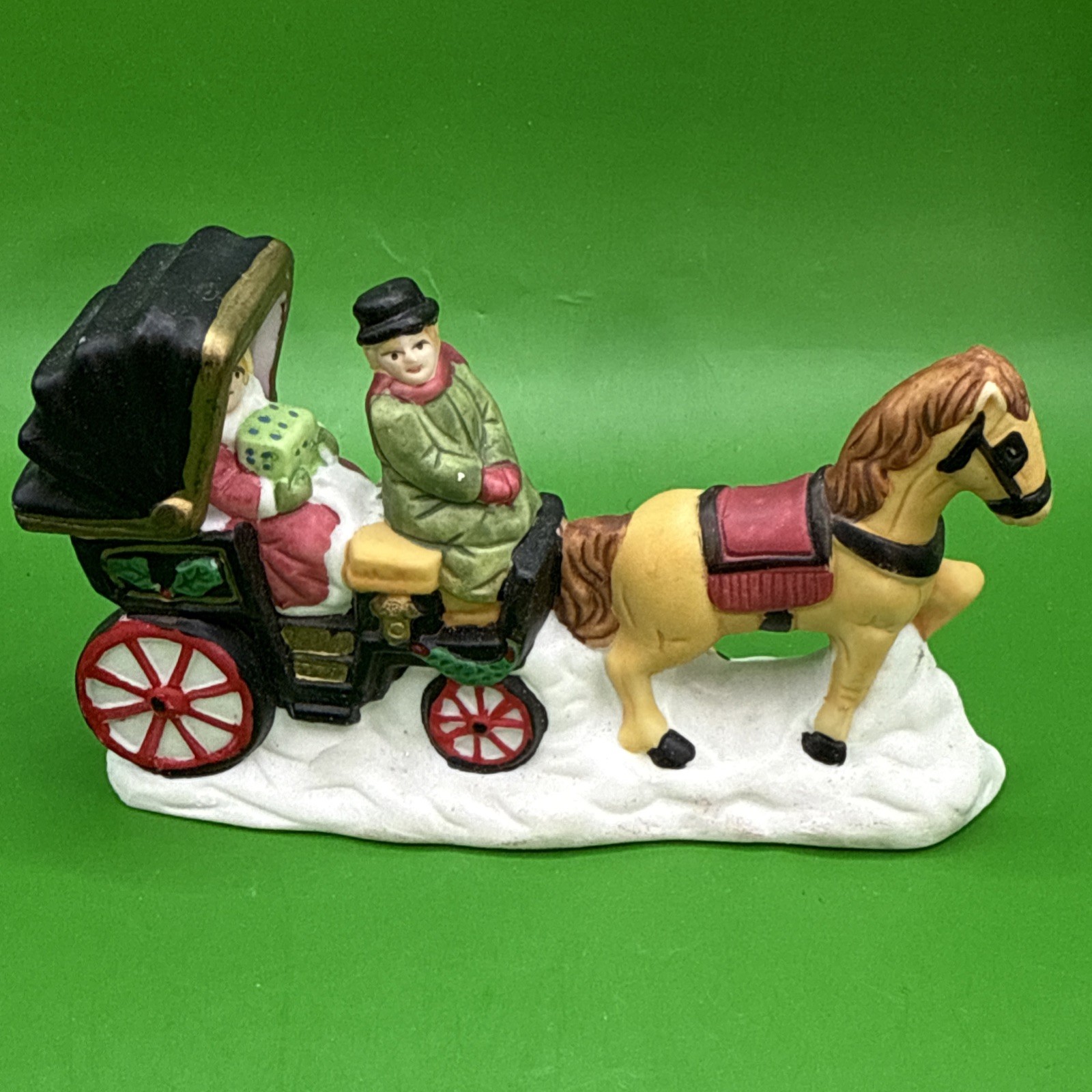 Vintage Horse and Carriage 2.5” Porcelain Accessory Driver with Town Lady