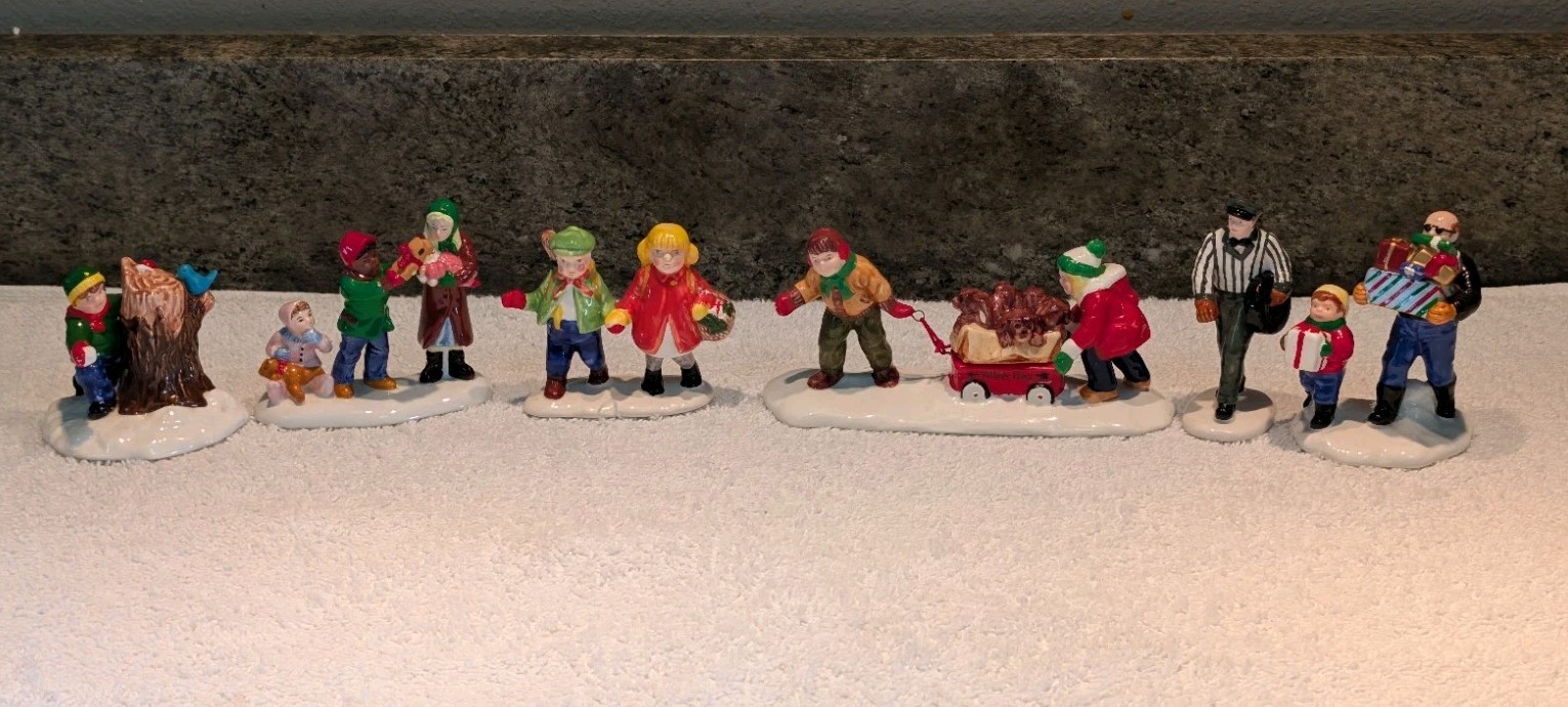 DEPT 56 Snow Village Accessory Children Kids Puppy Dog Harley Davidson Tire Lot