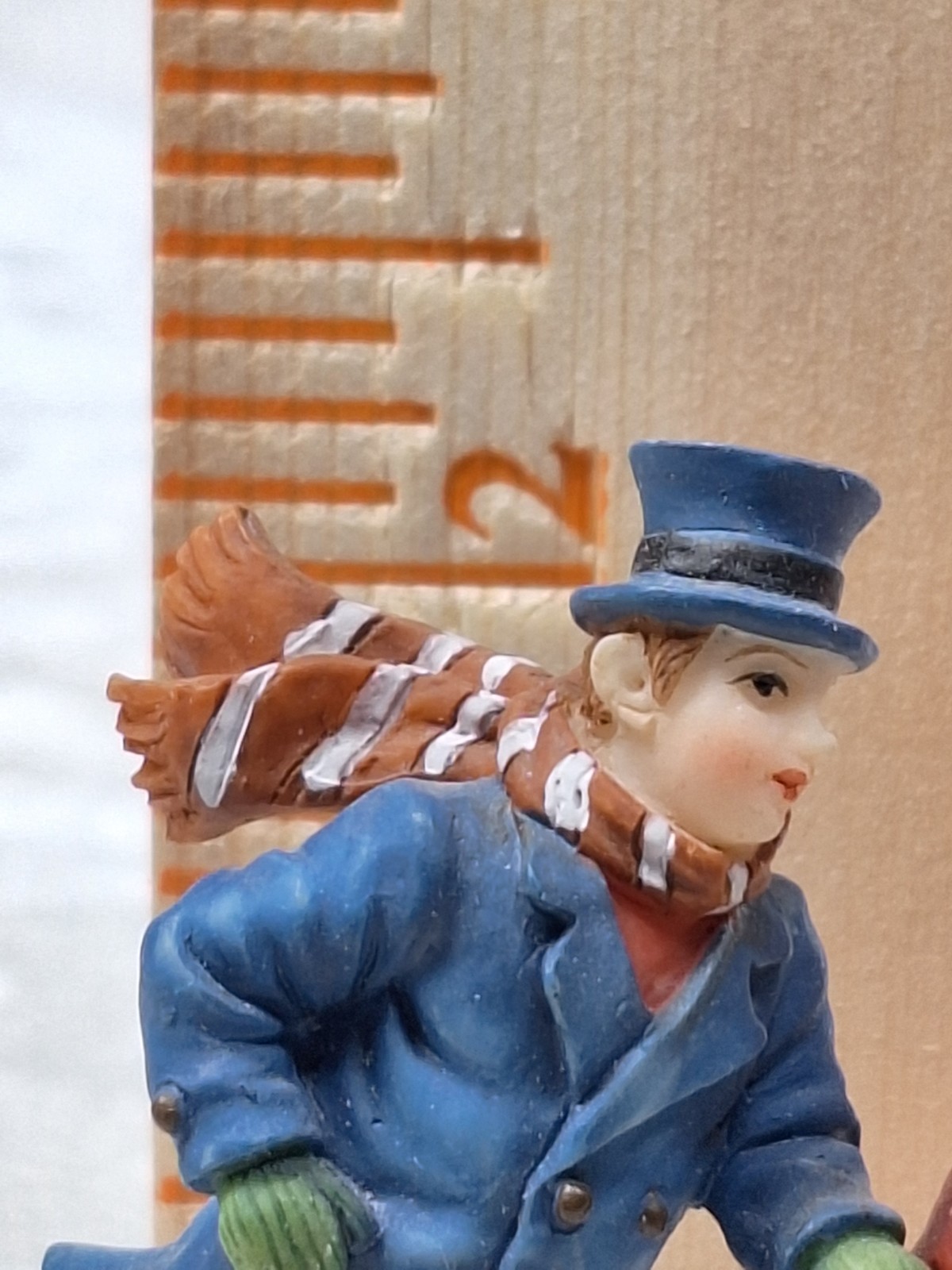 5 Christmas Village People Porcelain Figurines Skating Sledding Gift Giving