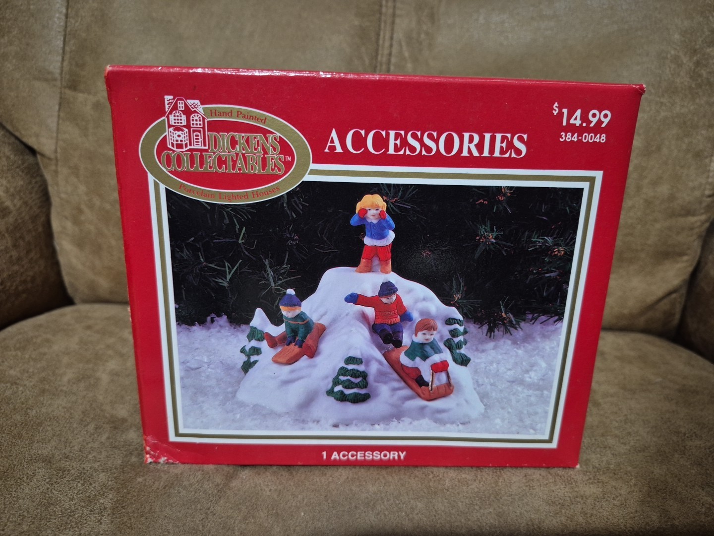1998 Dickens Collectibles Children Sledding Accessory