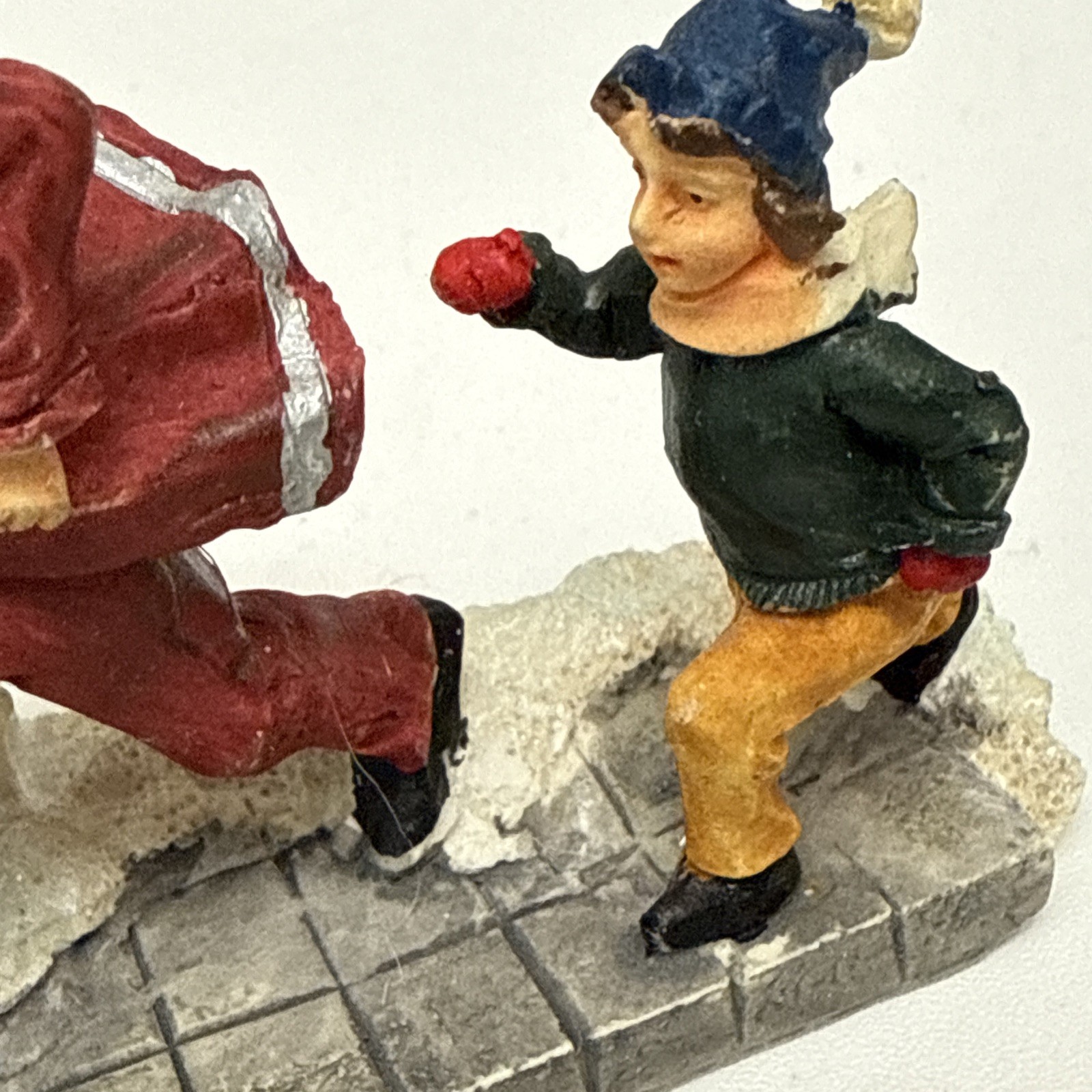Christmas Village Figurine Fireman, Boy, And Dog By Rite Aid