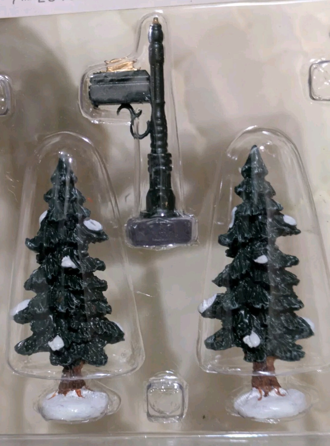 2003 LEMAX 34977 Village Collection Mailbox and Two Trees Christmas NOS
