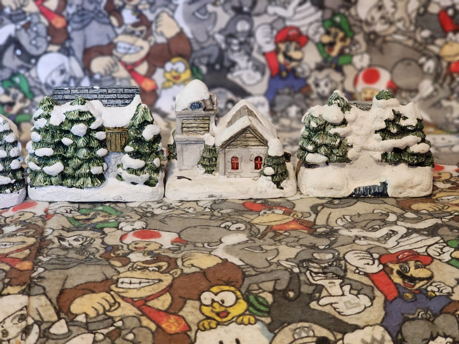 1989 RSVP American Rustic Series Painted Country Christmas Cottages Lot of 7