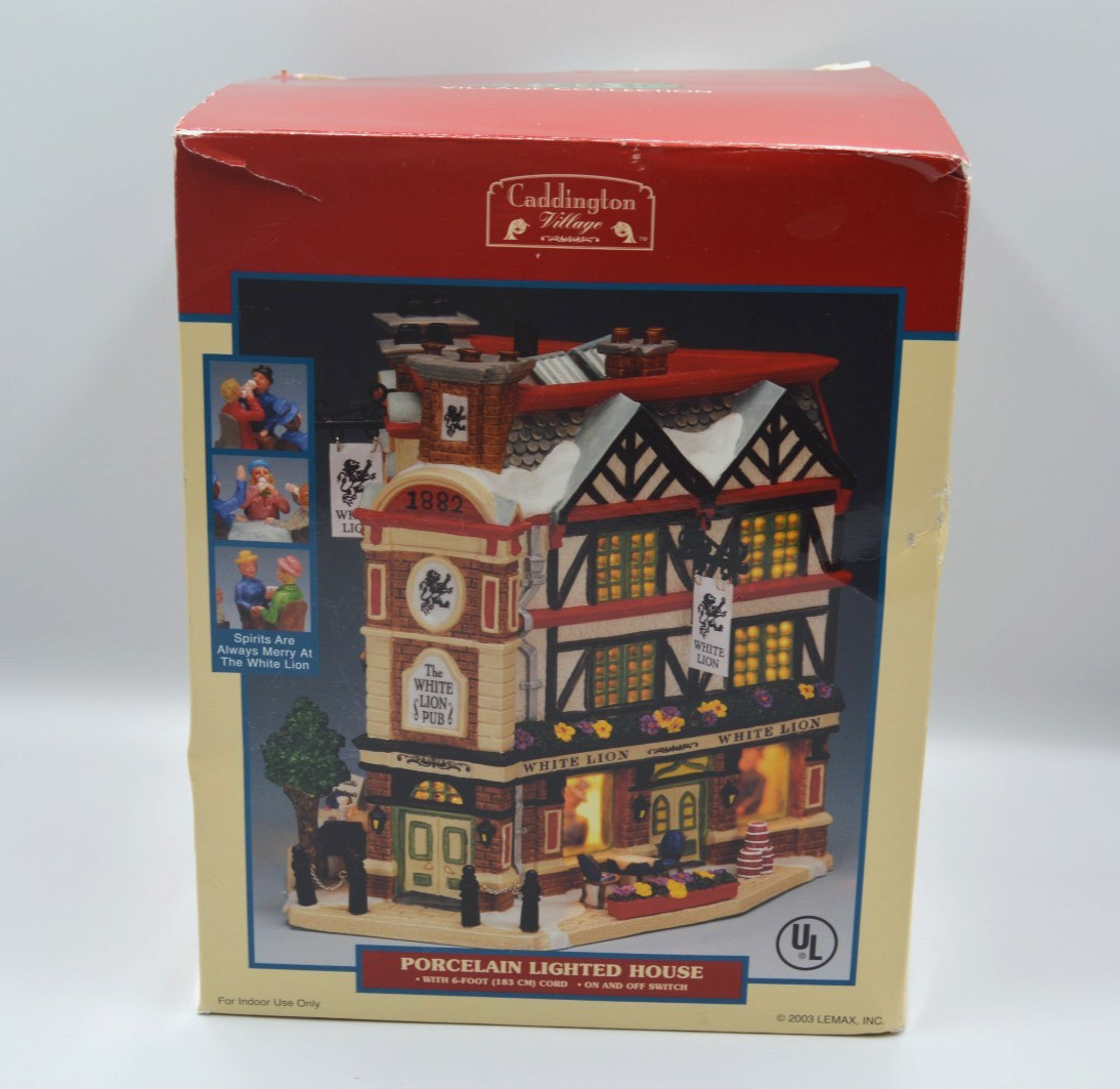 Lemax Caddington Village The White Lion Pub Lighted House 2003 with Box #35805A
