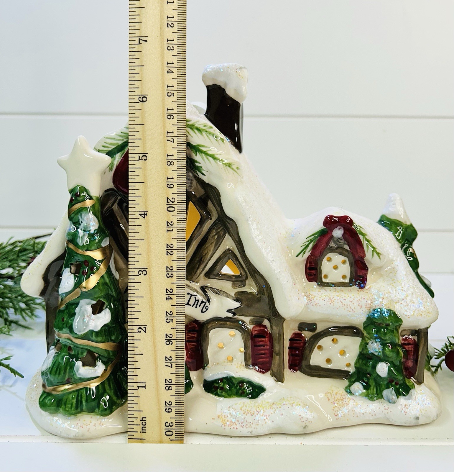 Christmas Candle House Blue Sky Clayworks Angel Tree Inn Reindeer Village 2012