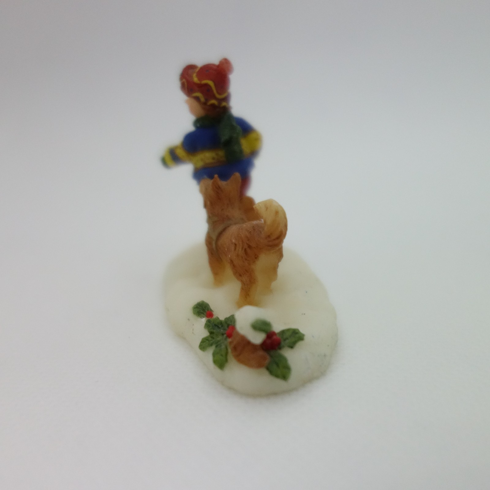 OWell Christmas Village Boy Girl Child Playing with Dog Figure