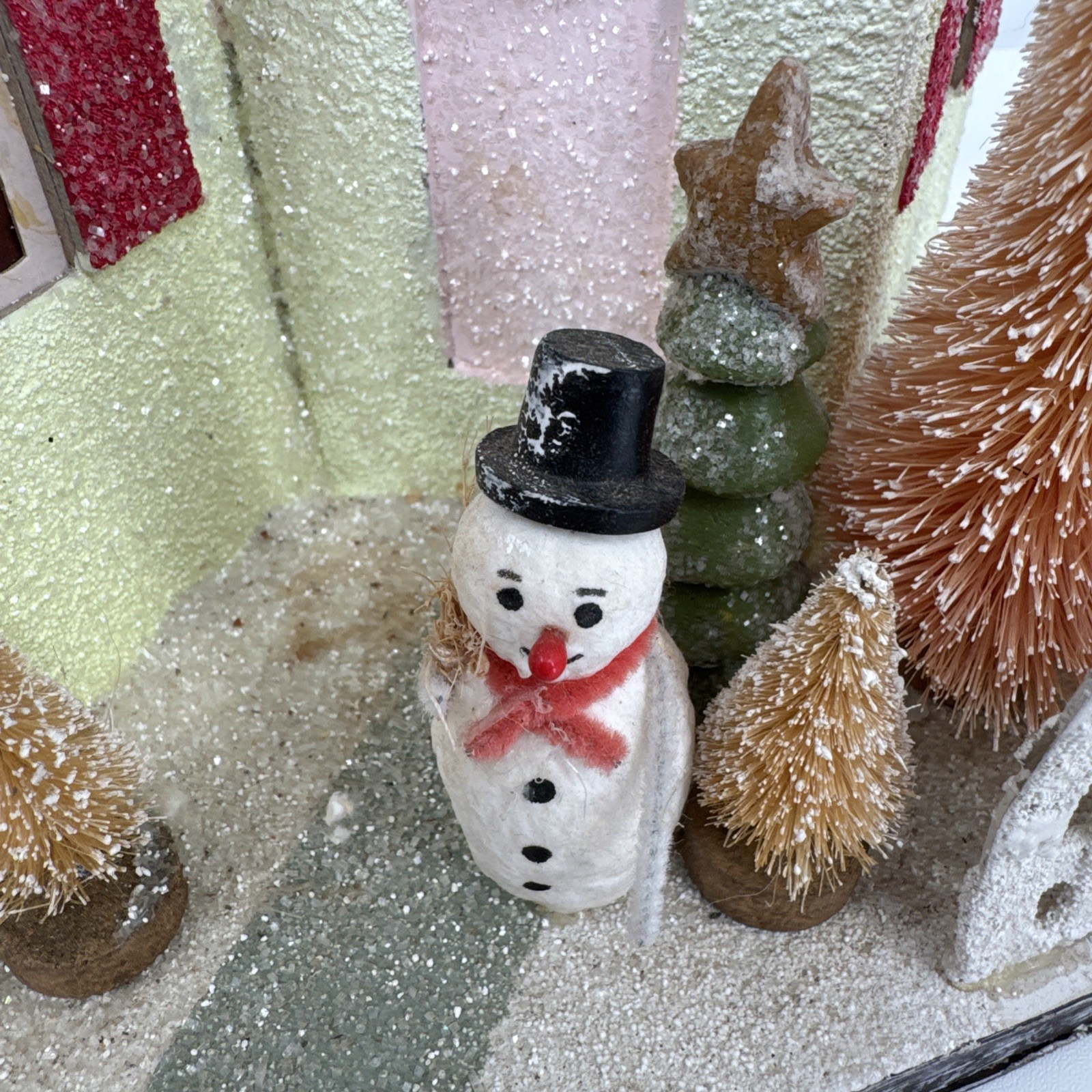 Vintage Christmas Cardboard Glitter House