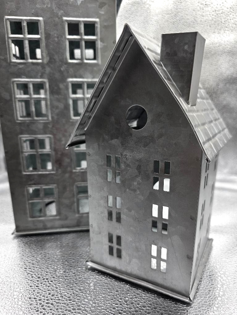 Pottery Barn Galvanized Village Houses SET of 2