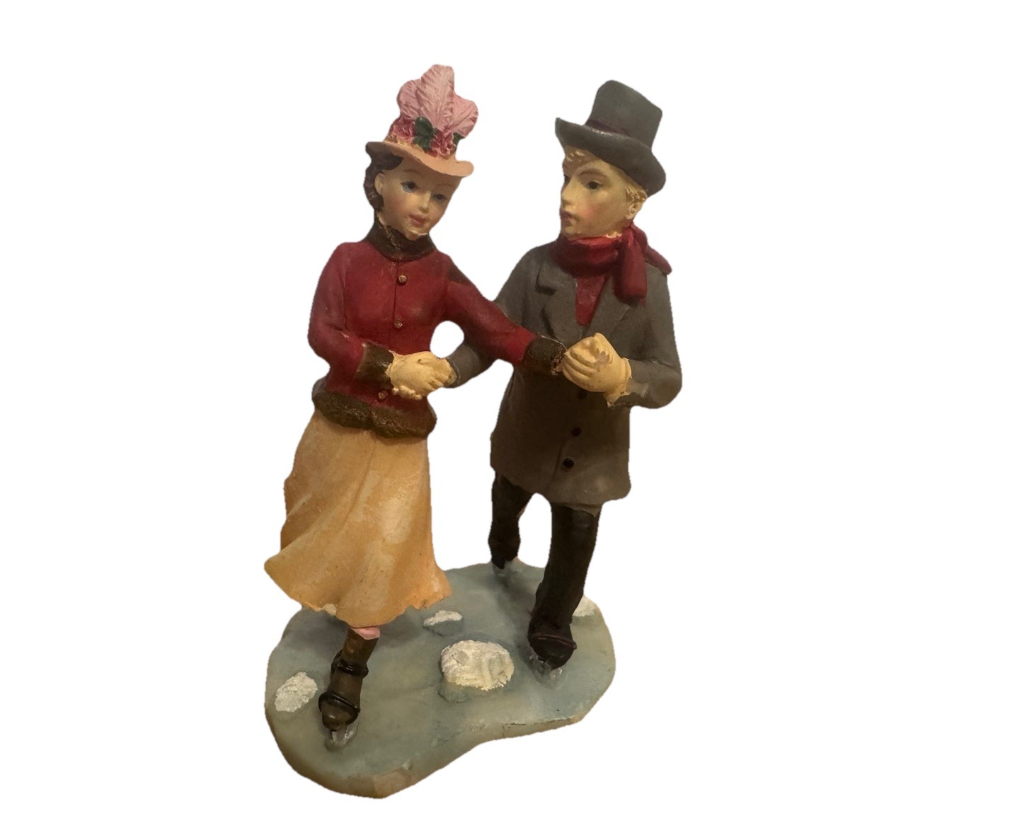 Christmas village People figurine ice-skating couple village people 3.5”