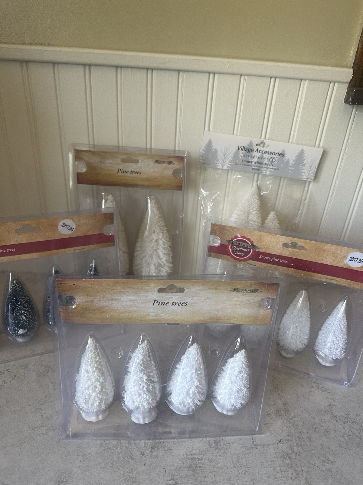 16 New Sisal Flocked Pine Trees 4” 6” 8” Dept 56 Lumineo Bachman’s Lemax Village