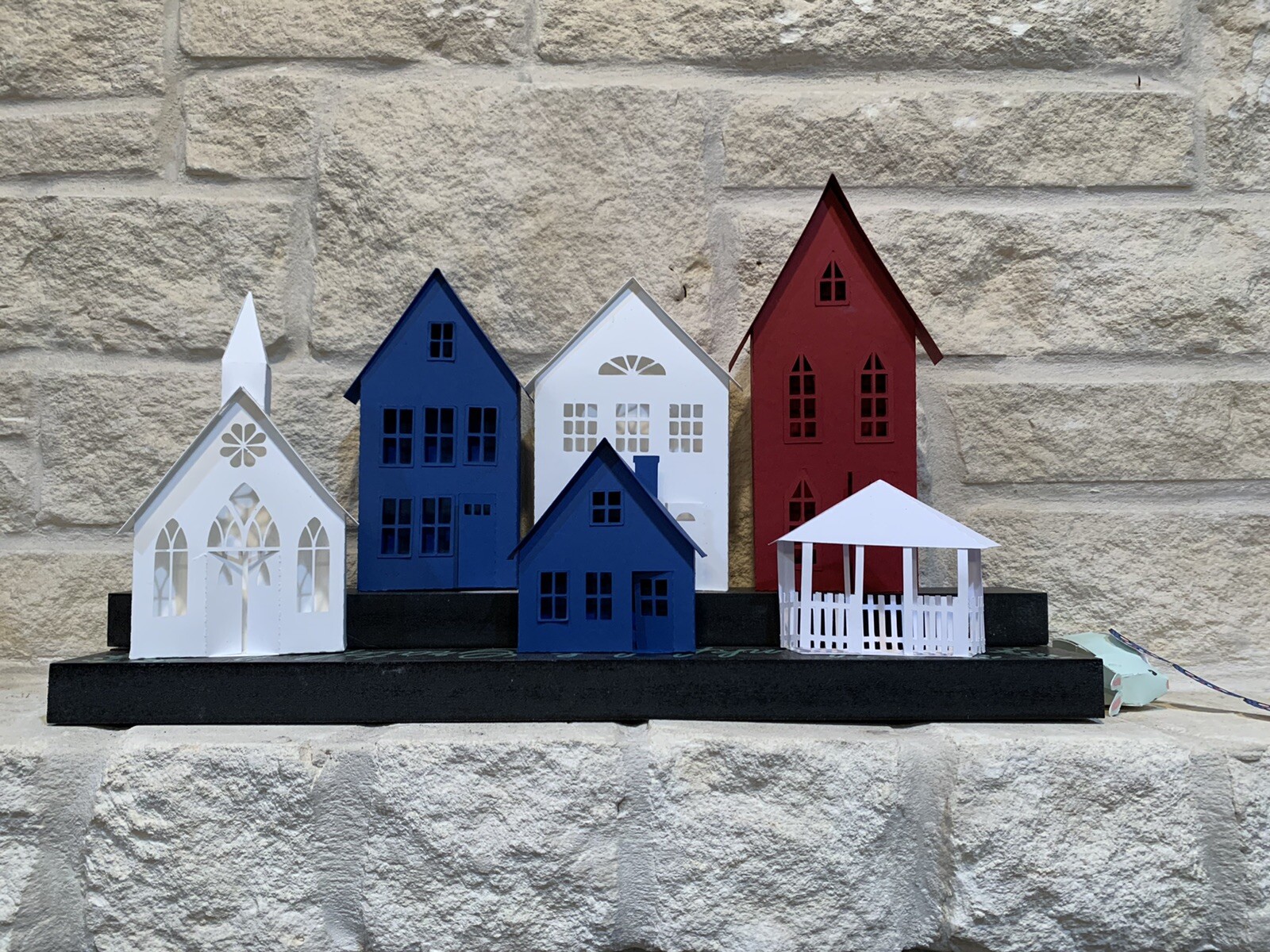 Stampin Up Patriotic Village Paper Houses Fourth July