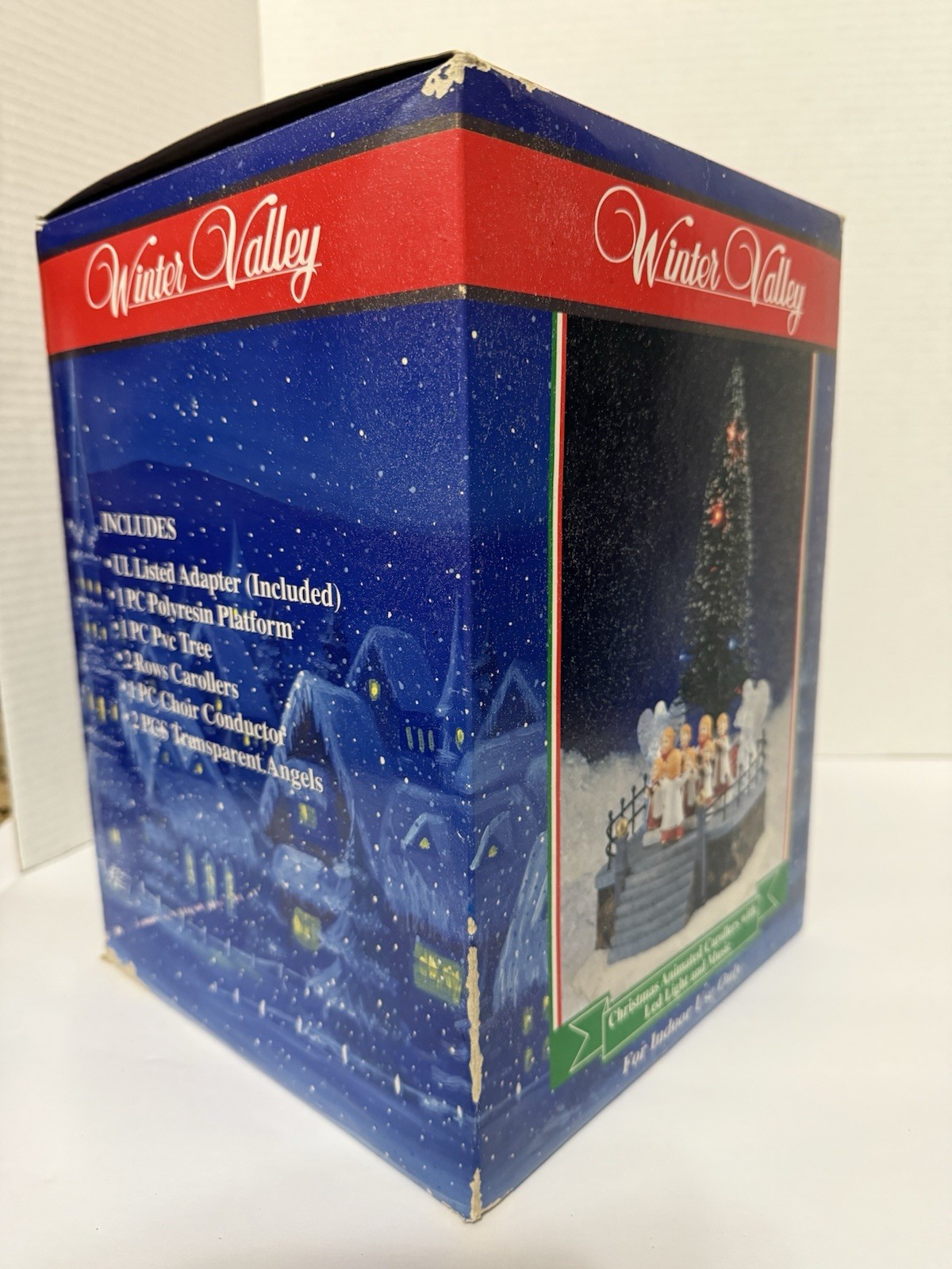 Winter Valley Animated Christmas Carolers Scene Lighted Tree With Music NOS