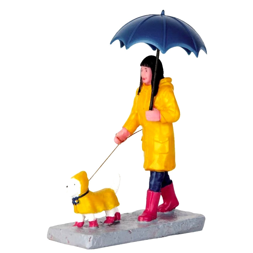 Lemax WALKING In THE RAIN # 62448 Christmas Village Figurines 2016 RETIRED NEW