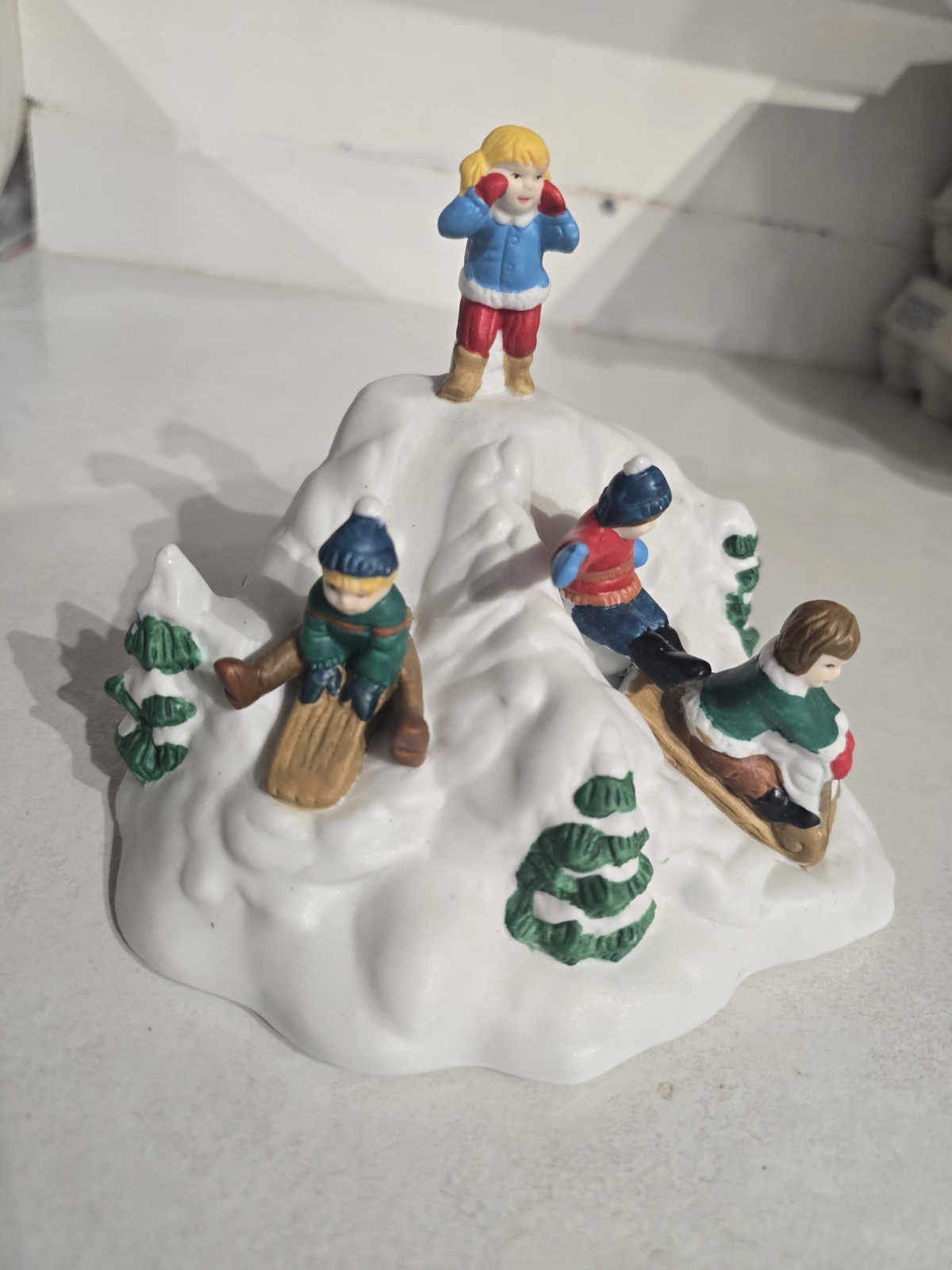 Vintage Dickens Collectables Children Sledding Snow Hill Accessory 1998