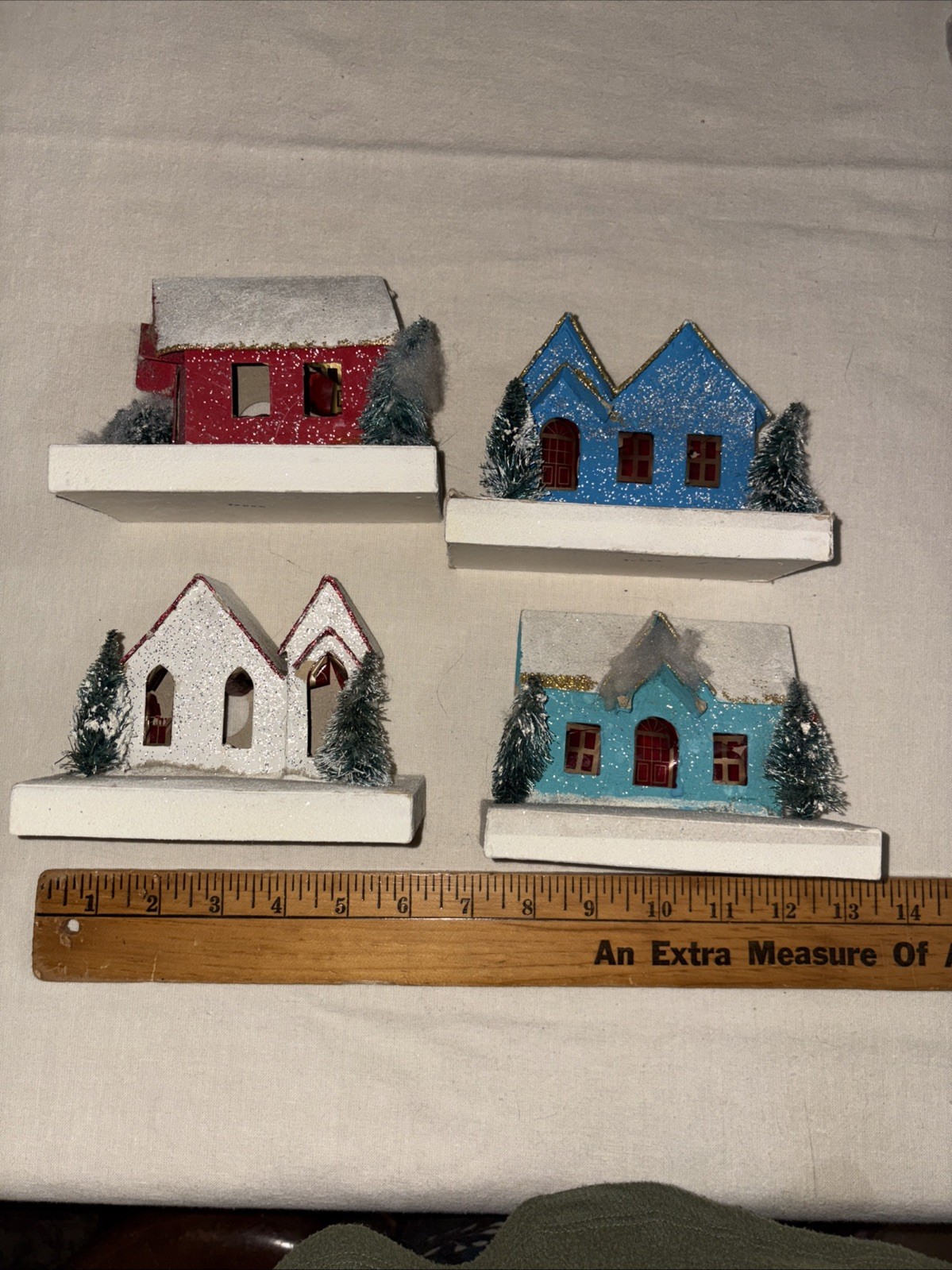 Vintage Christmas Putz Houses Lot Of 4 Japan