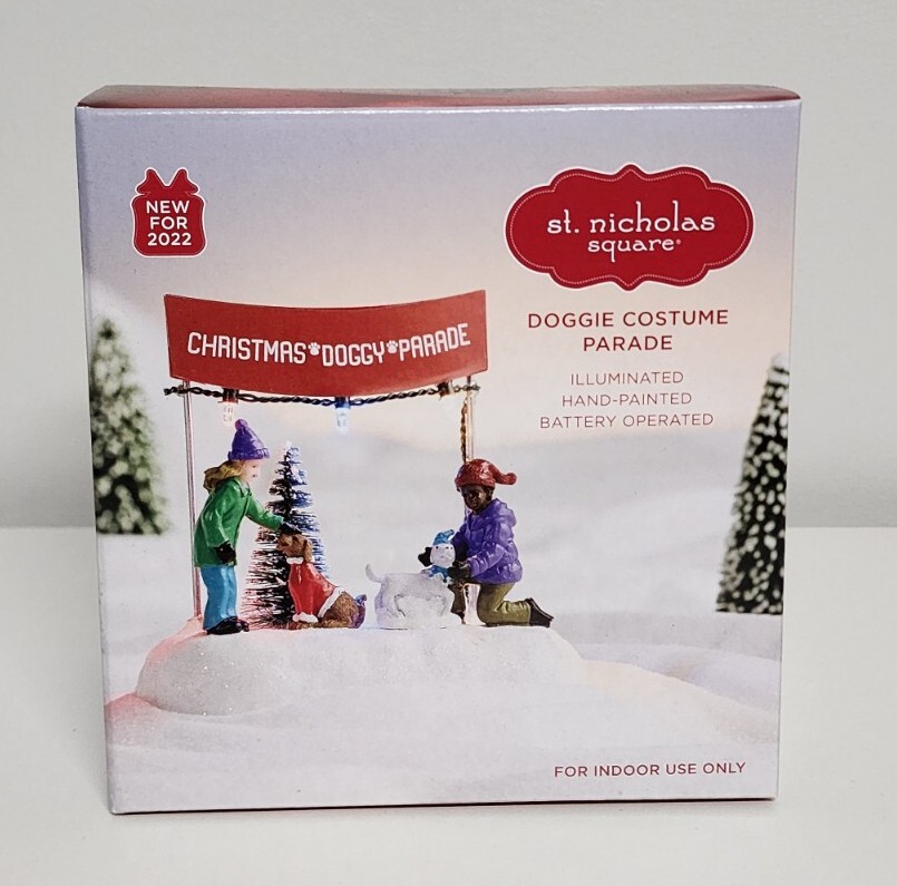 Kohls St Nicholas Square Christmas Village Doggie Costume Parade Figures w Light