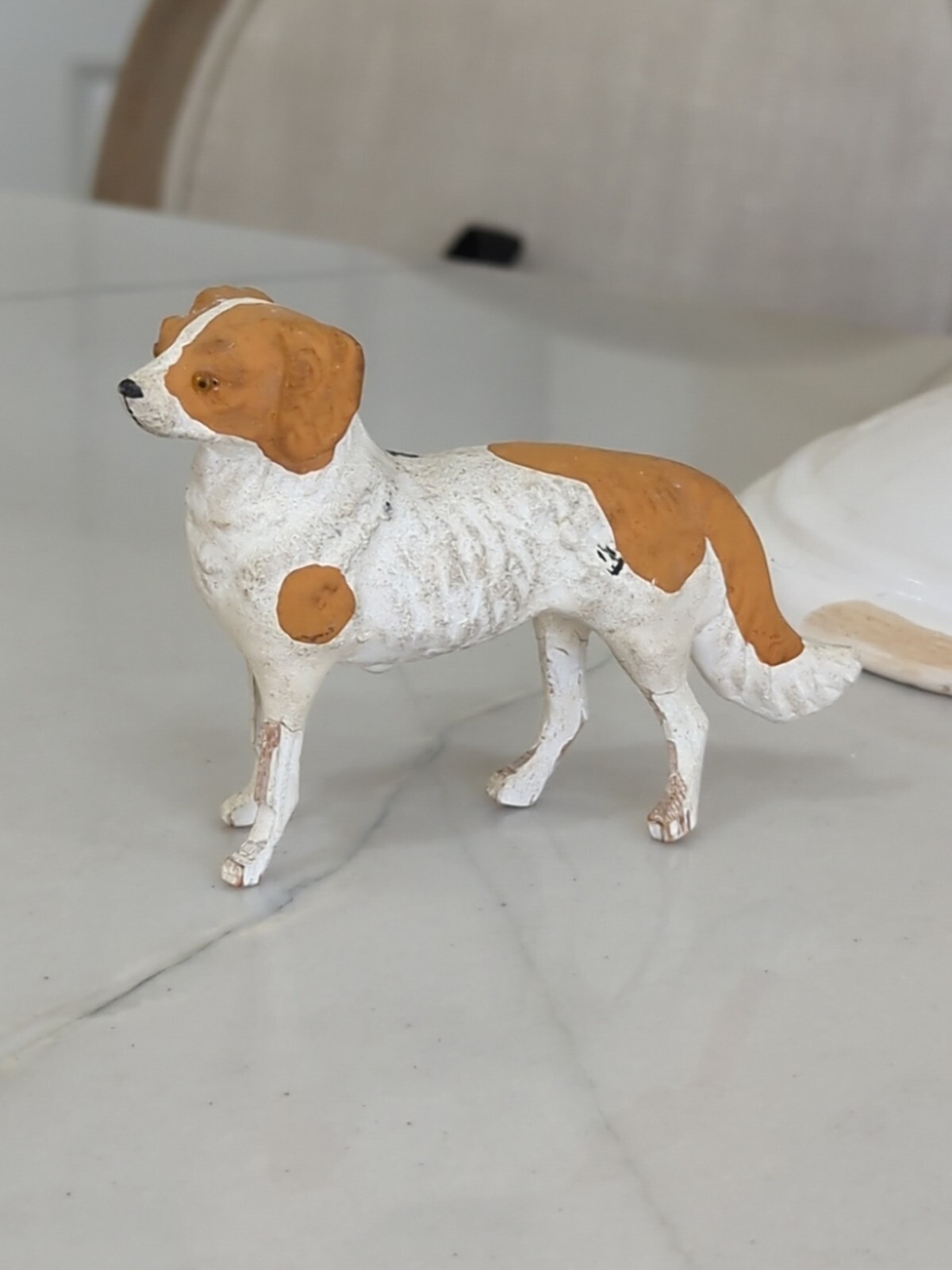 ANTIQUE VTG Spaniel GERMANY COMPOSITION STICK LEG DOG MINIATURE FIGURE Putz