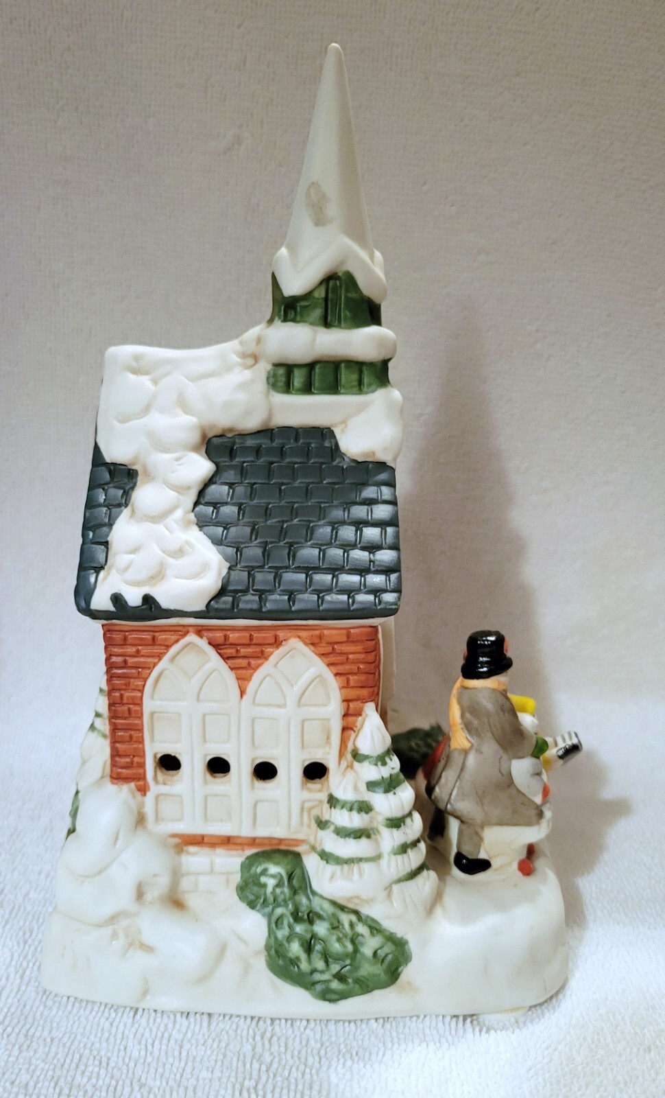 Vintage BADCOCK Holiday Porcelain Church Musical Hand Painted With Box Retired