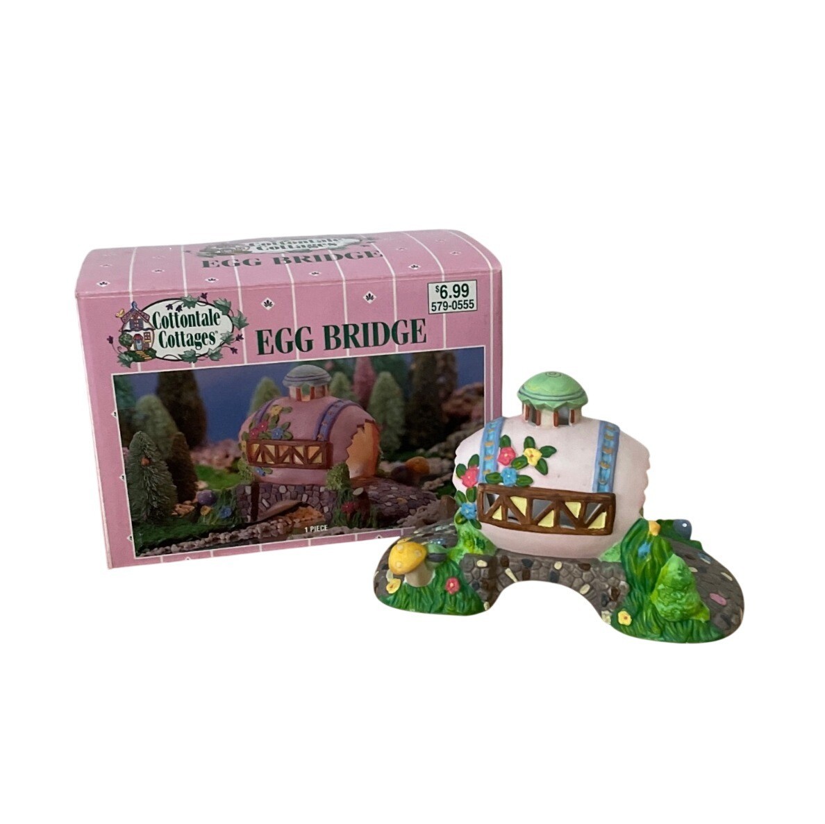 Vtg Cottontale Cottages Egg Bridge Easter Bunny Village House Joann Fabrics 2002