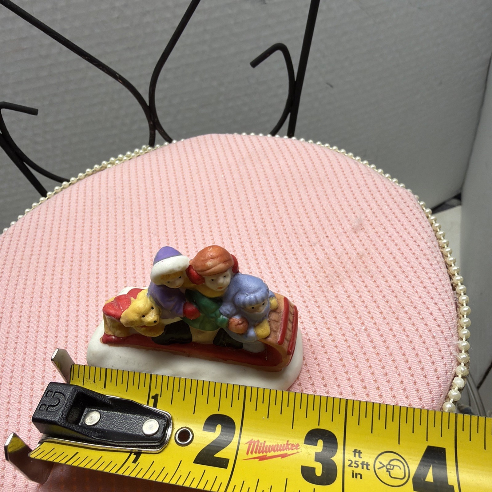 Sledding Kids Figure For Christmas Village