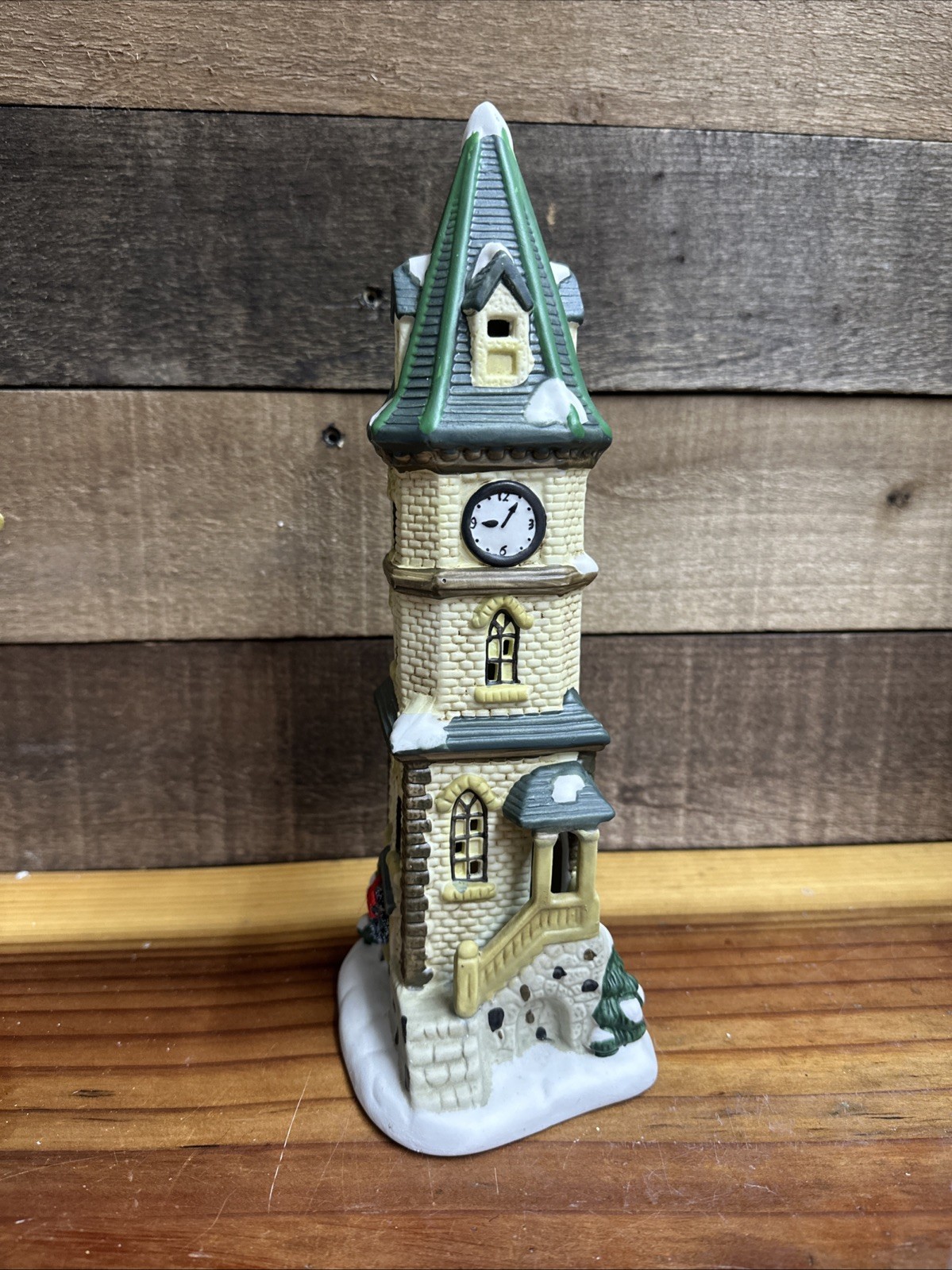 St Nicholas Square Village Clock Tower Bell Tower Lighted Porcelain House In Box