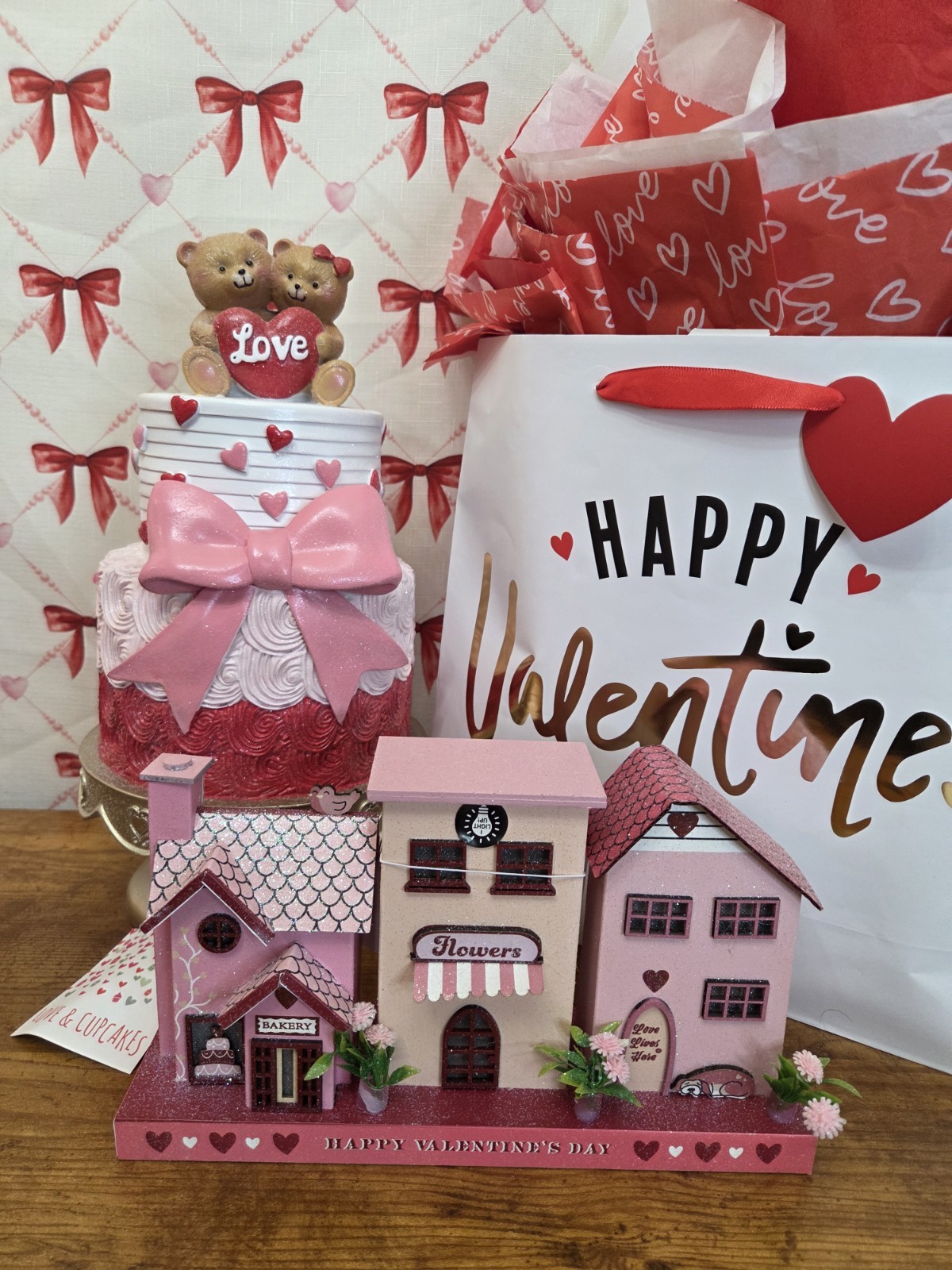 Valentines Day Flower Shop Light up Village.