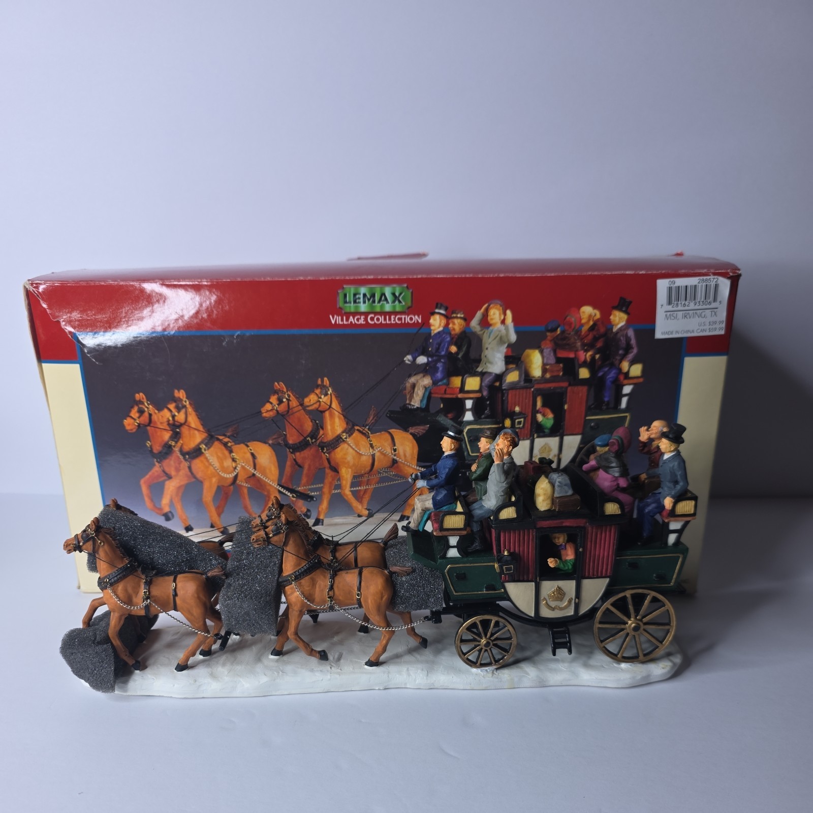 1999 Lemax Village Collection Stagecoach Poly Resin Christmas Train decoration