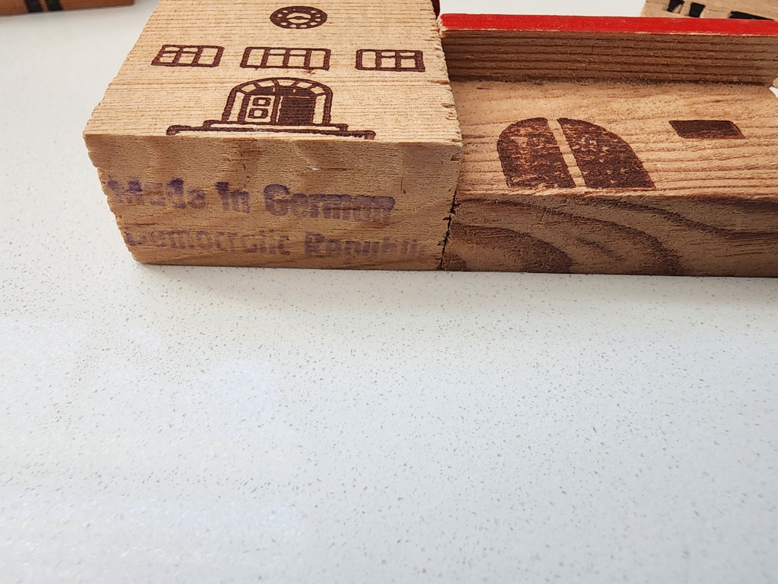 Vintage Erzgebirge Putz wooden miniature village Train Staion Houses Germany