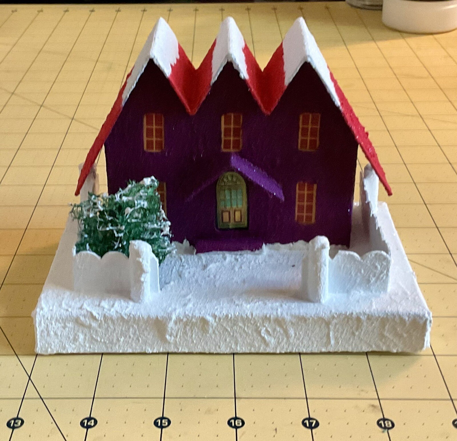 Handmade Putz Glitter House 1940’s Retro Style Cardboard House #4