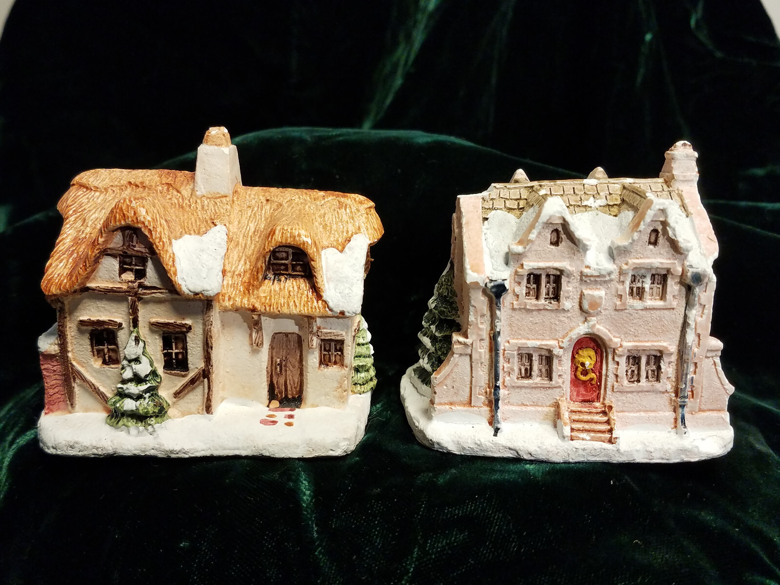 Lot of 2 A Dickens Christmas Scrooge & Cratchit Home 1988 Miniature Cottage RSVP