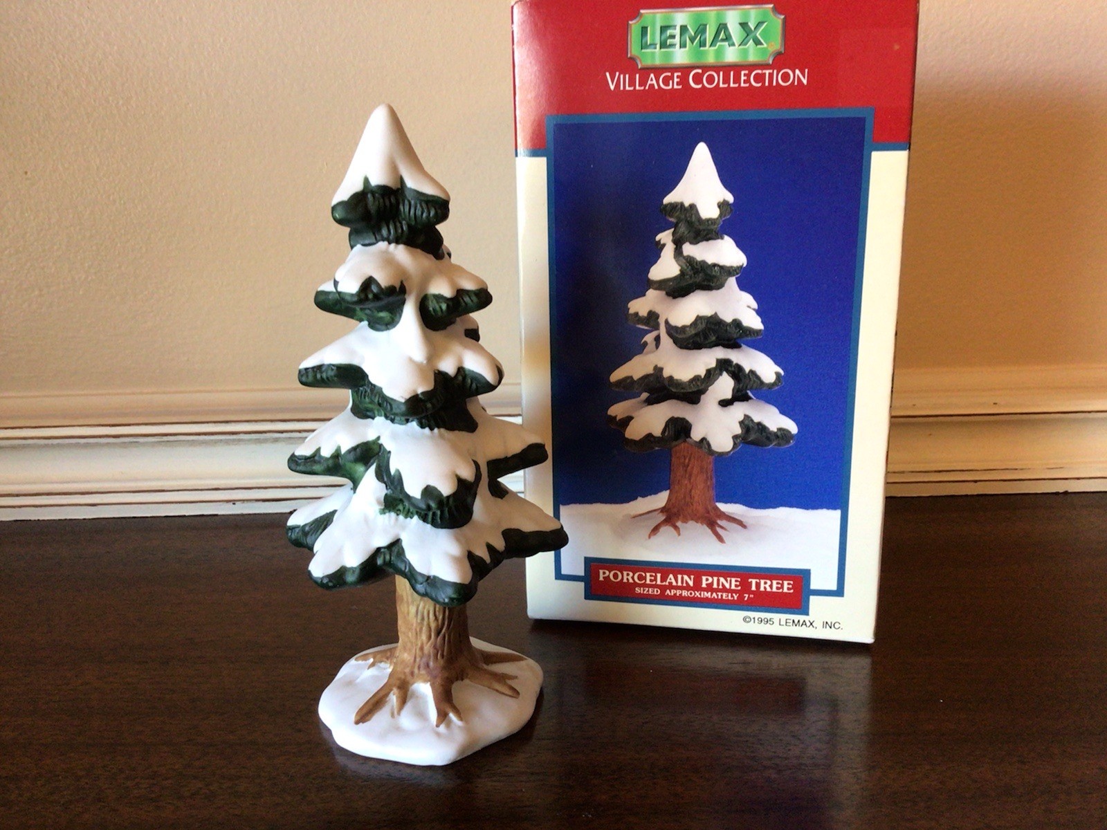 Vintage Lemax 1995 Village Collection Porcelain Pine Tree 7” Tall