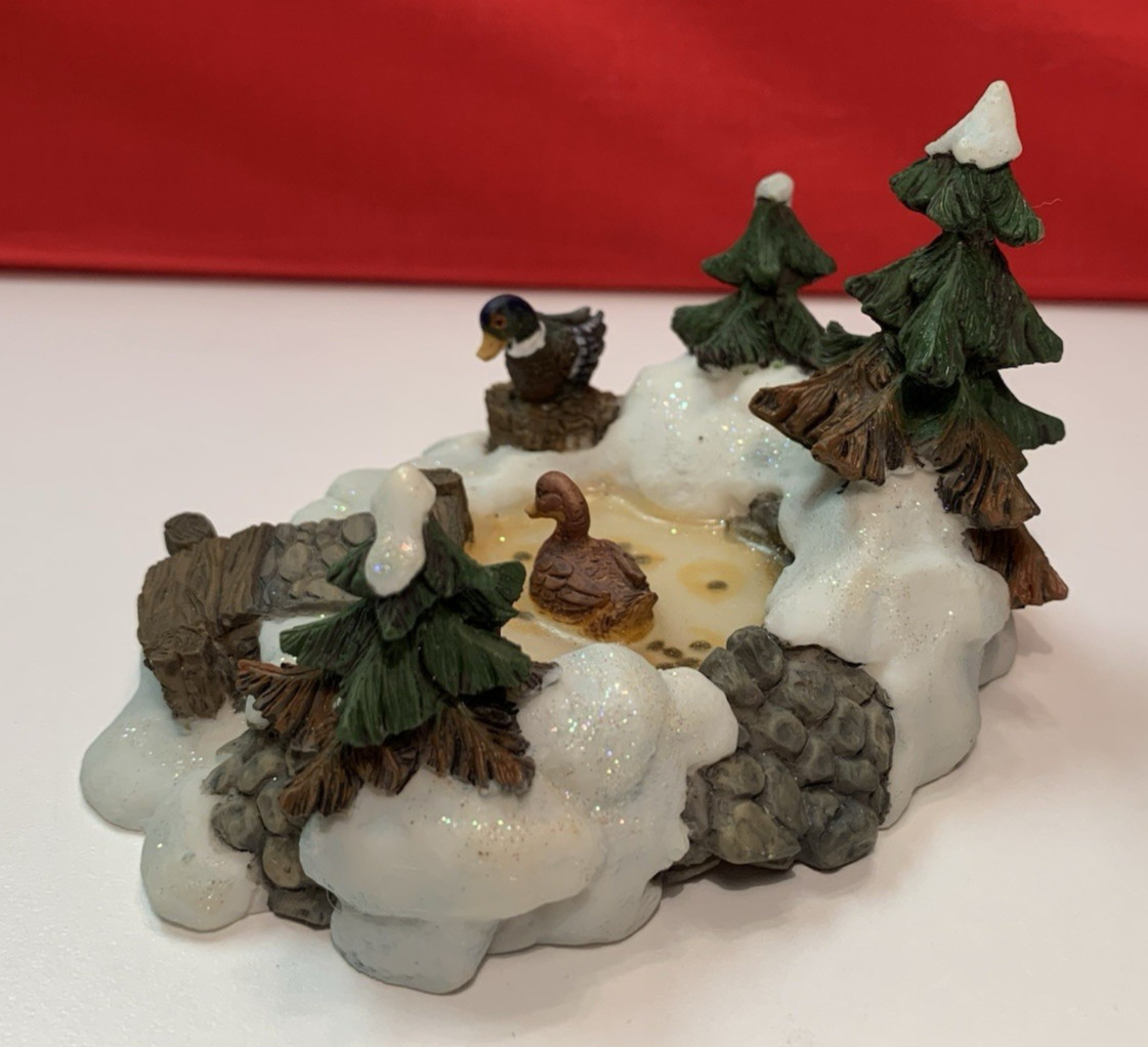 O’Well Snowy Winter Duck Pond Christmas Village Accessory 4.5″ Long See Notes