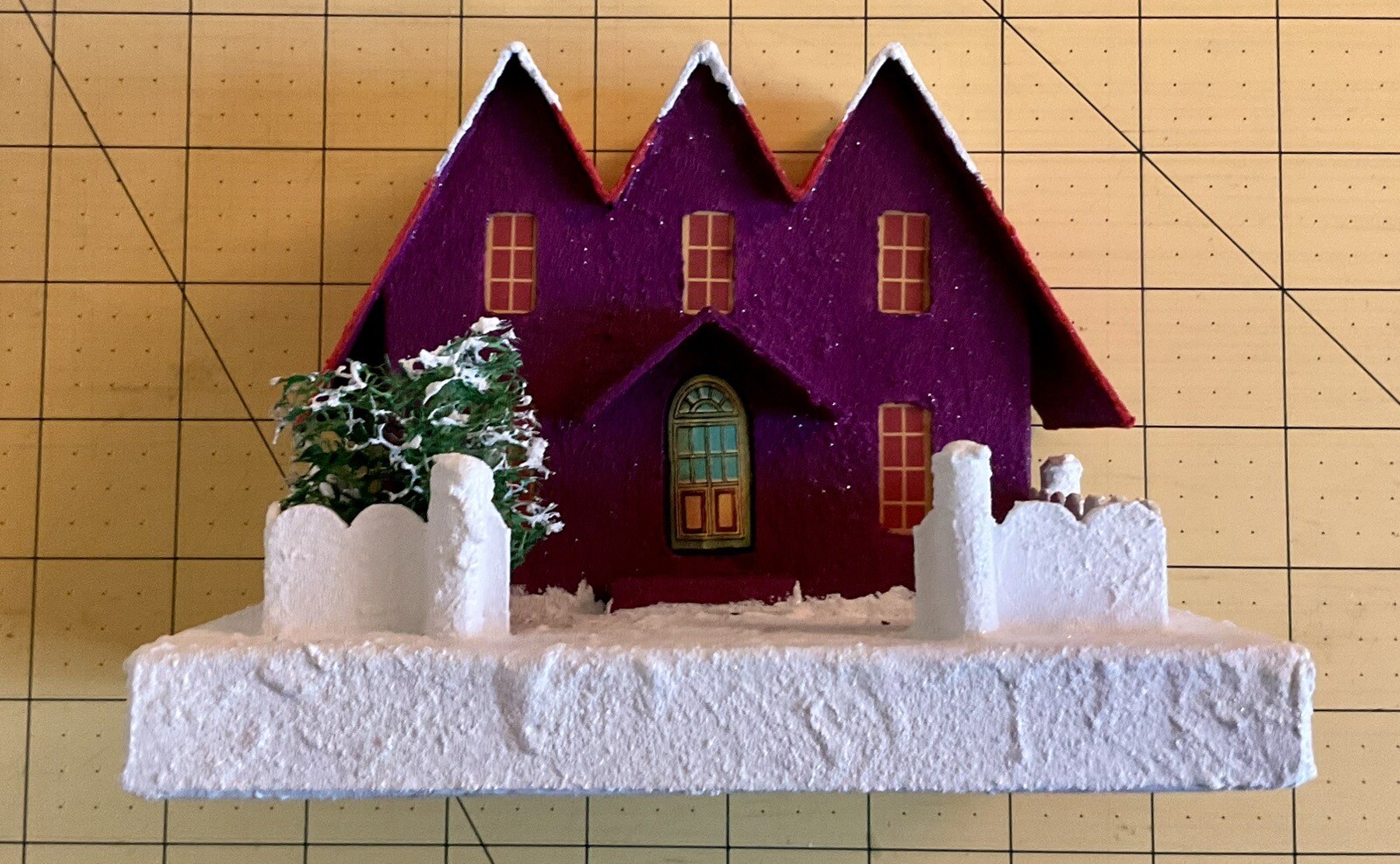 Handmade Putz Glitter House 1940’s Retro Style Cardboard House #4