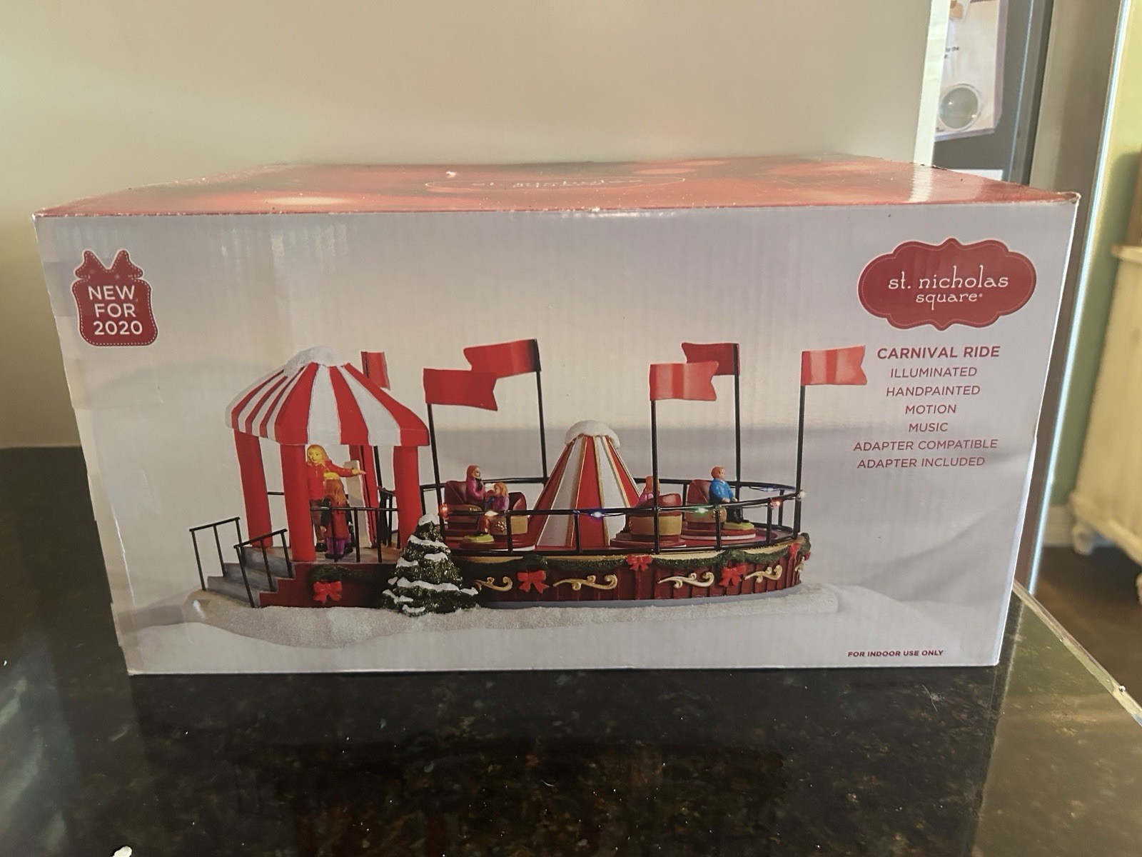 St. Nicholas Square Carnival Ride Illuminated Musical Motion Christmas Village