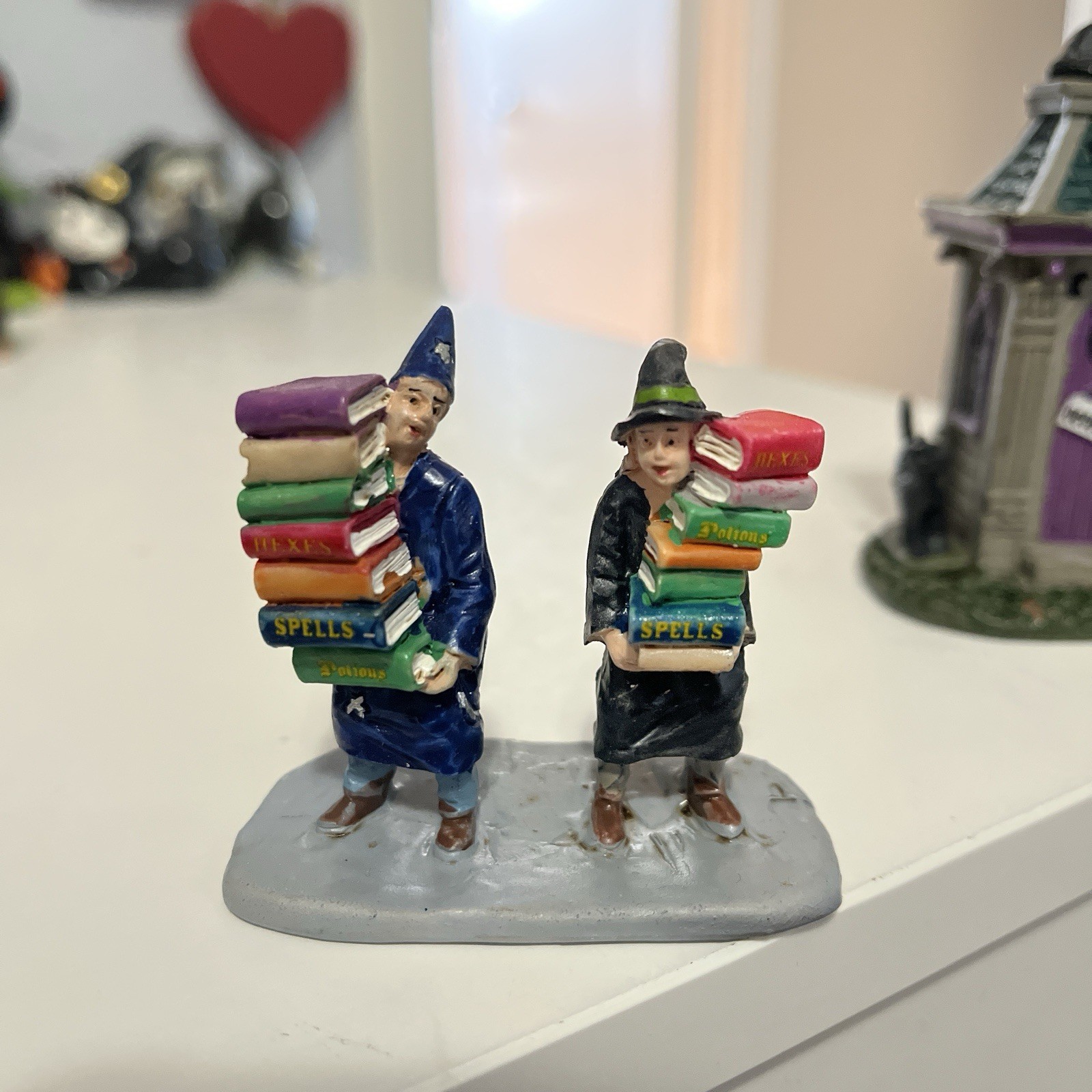 Lemax Spooky Town Spellbound Witch wizard And Haunted Outhouse Figure Lot