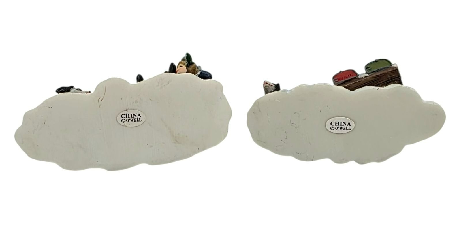 VTG O’Well Sled Dog Kids Puppy Mailbox Christmas Village Figurine Set Boy Girl