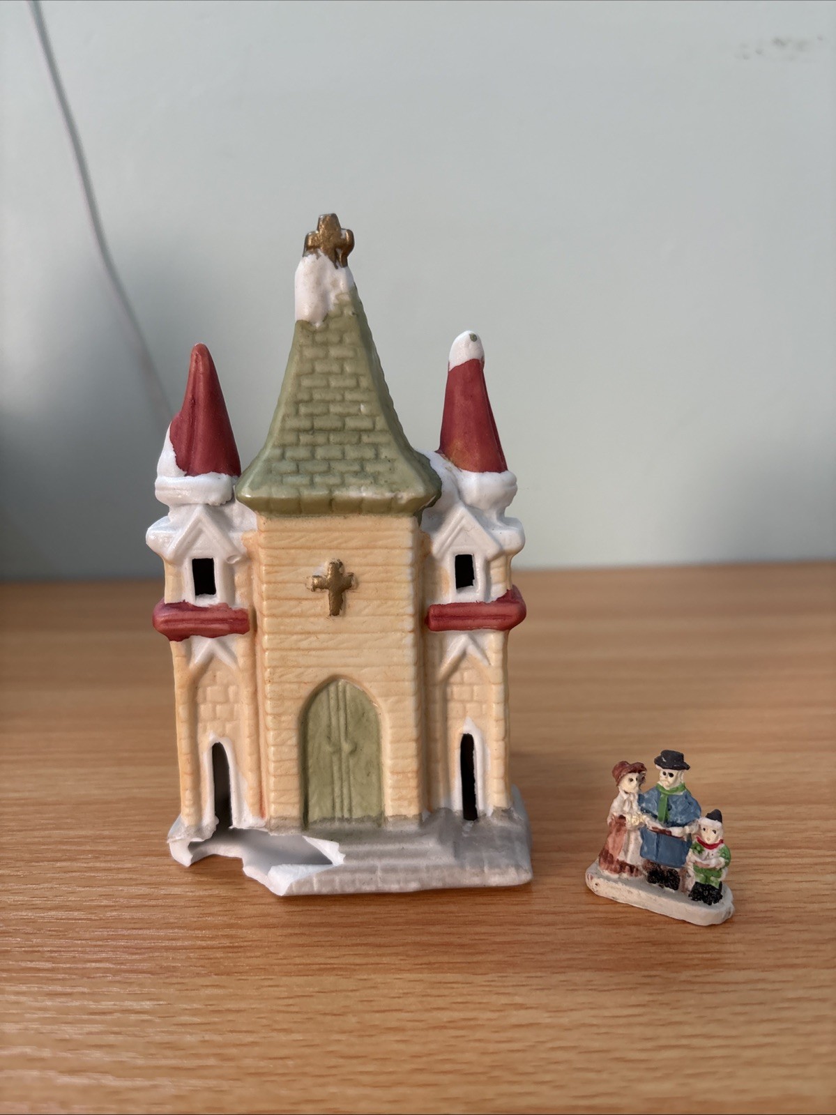 Vintage Share The Joy Illuminated Christmas Village Church, No Light, Cracked