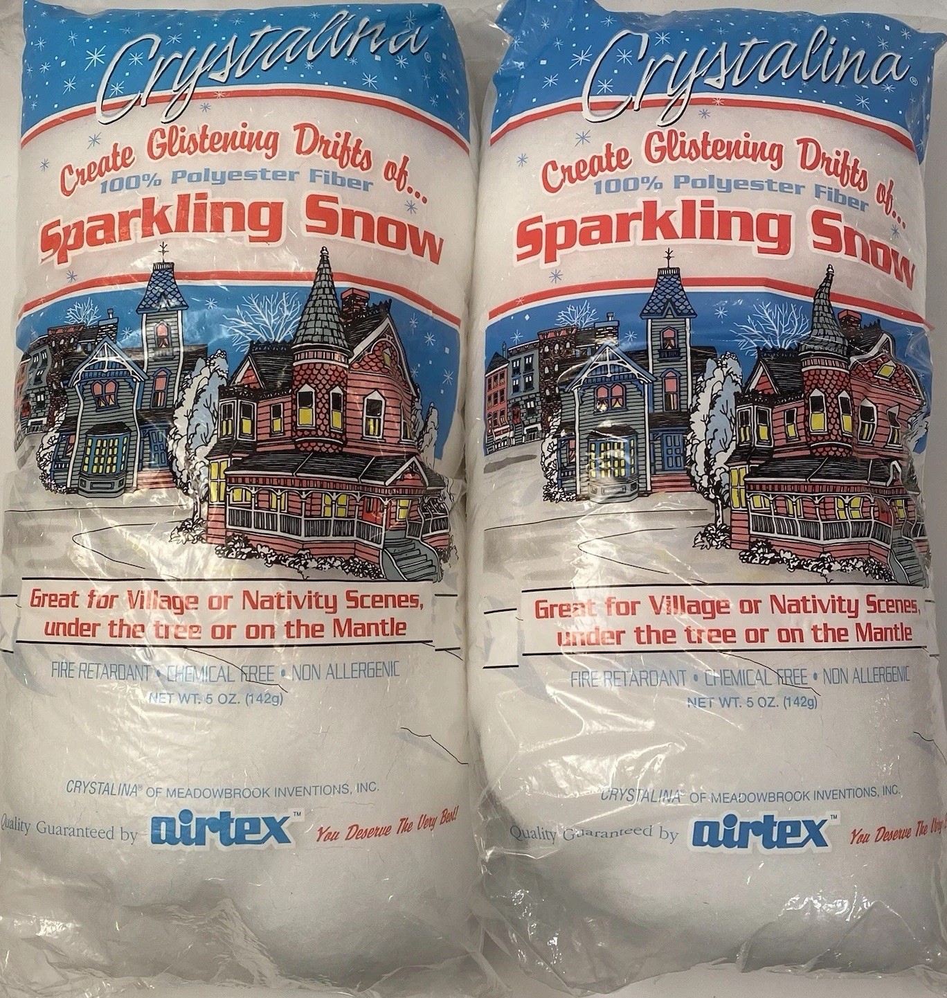 2 Bags Polyester fiber Fill snow Christmas village pillows stuffing 5 Oz Dept 56